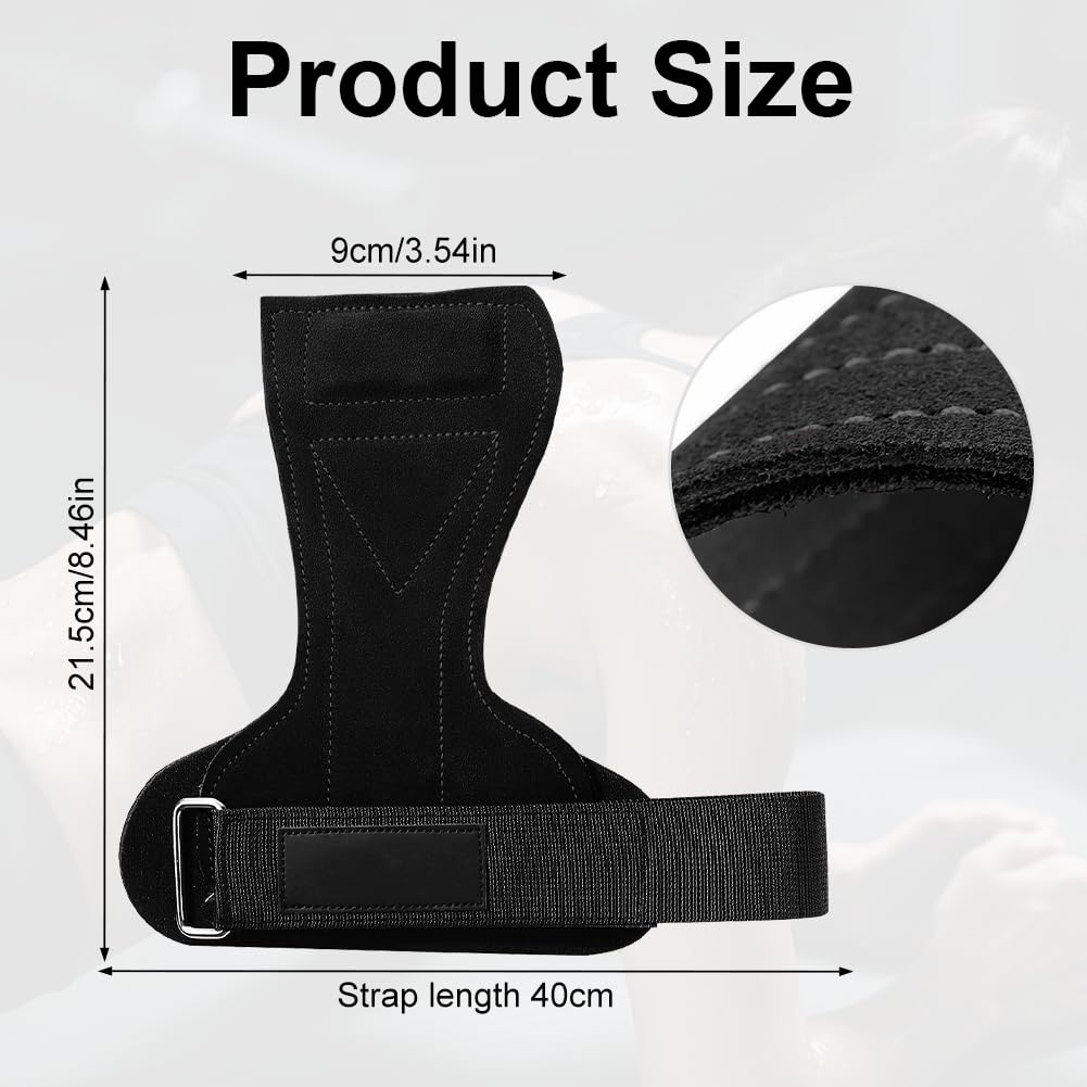 Zughilfen Krafttraining, Rutschfeste Zughilfen Leder für Fitness, Gewichtheben, Krafttraining & Bodybuilding, Zughilfe Lifting Straps für Frauen und Männer, Schwarz