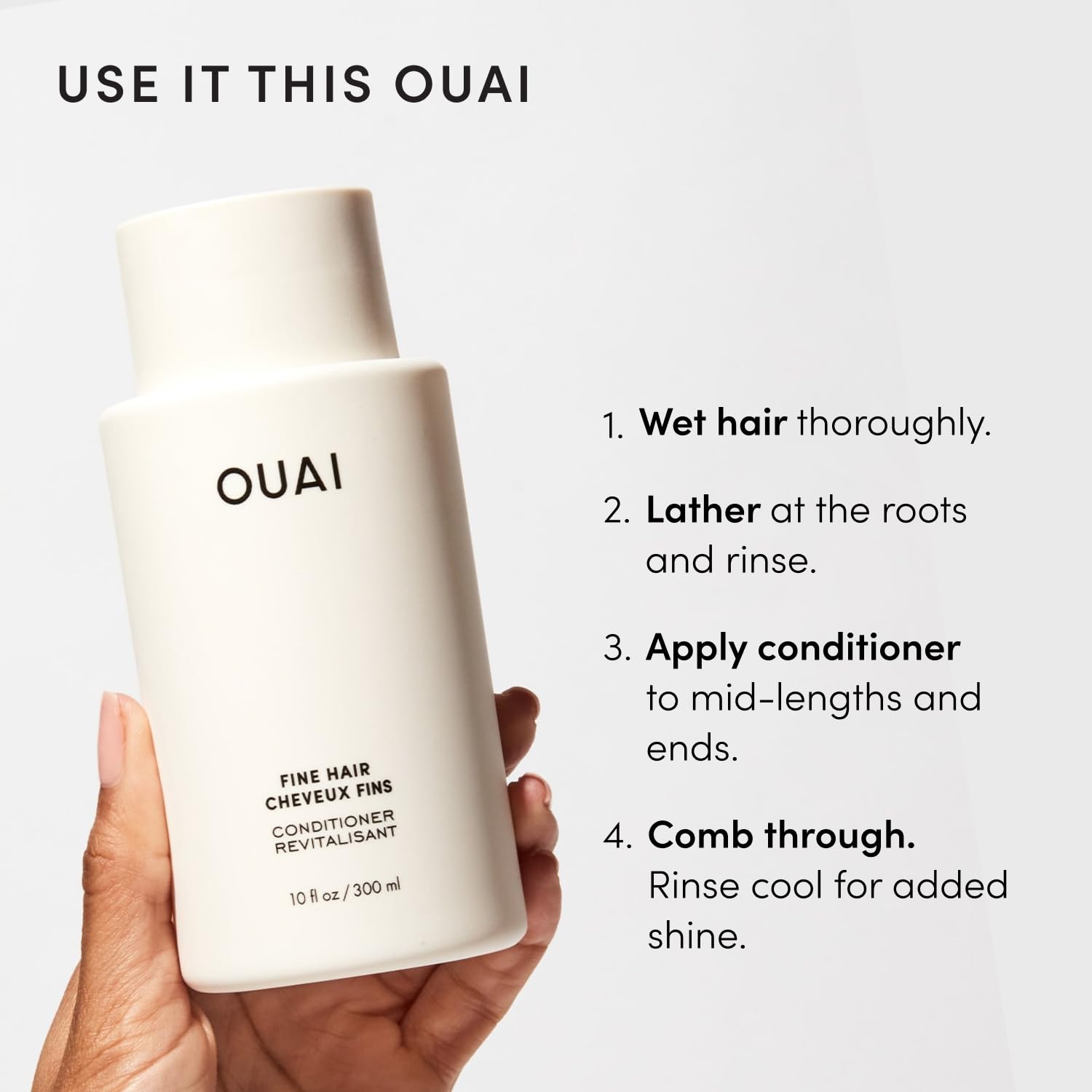 OUAI Zestaw szamponu + odżywka do włosów cienkich, bez siarczanów, po 300 ml