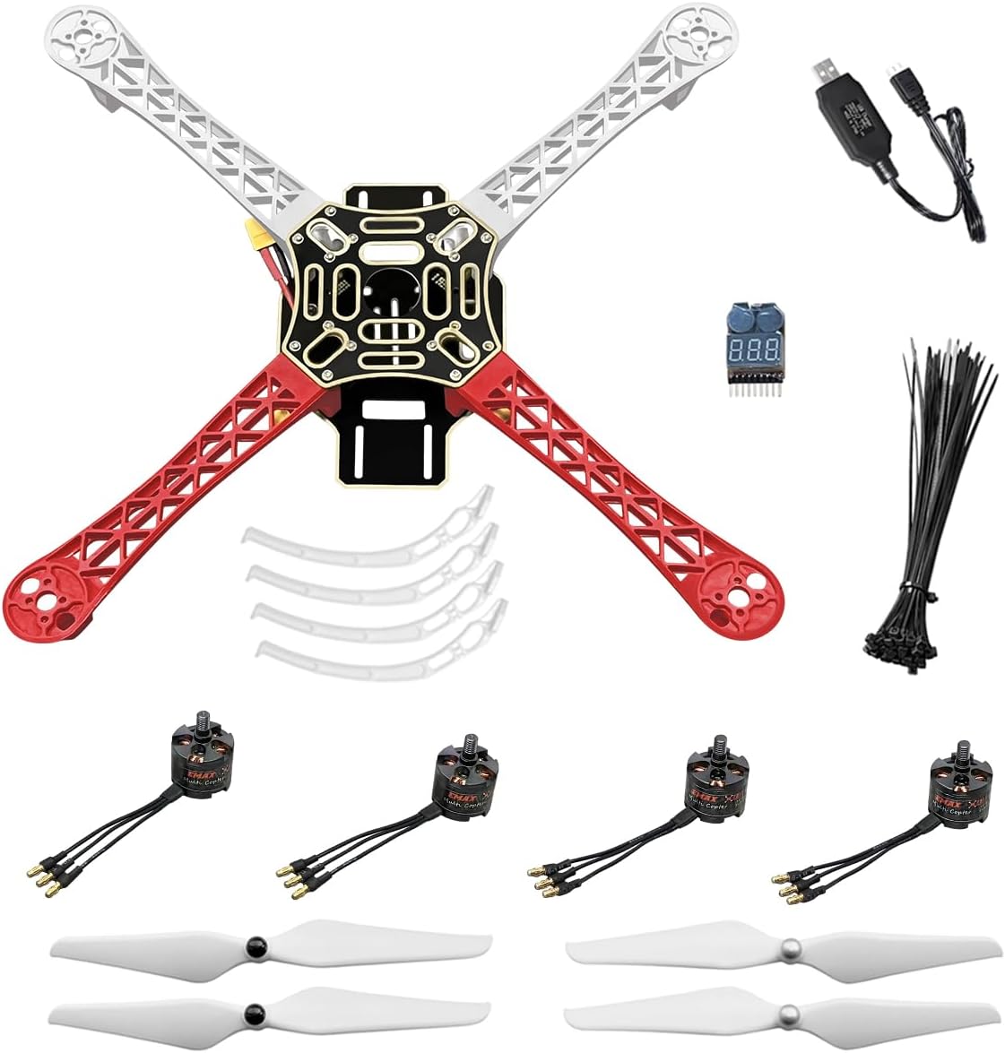 HAWK’S WORK F450 Drone Kit to build, DIY Quadcopter Set, Frame + Brushless Motor + Prop + Accessory + Guild Book & Video (E)