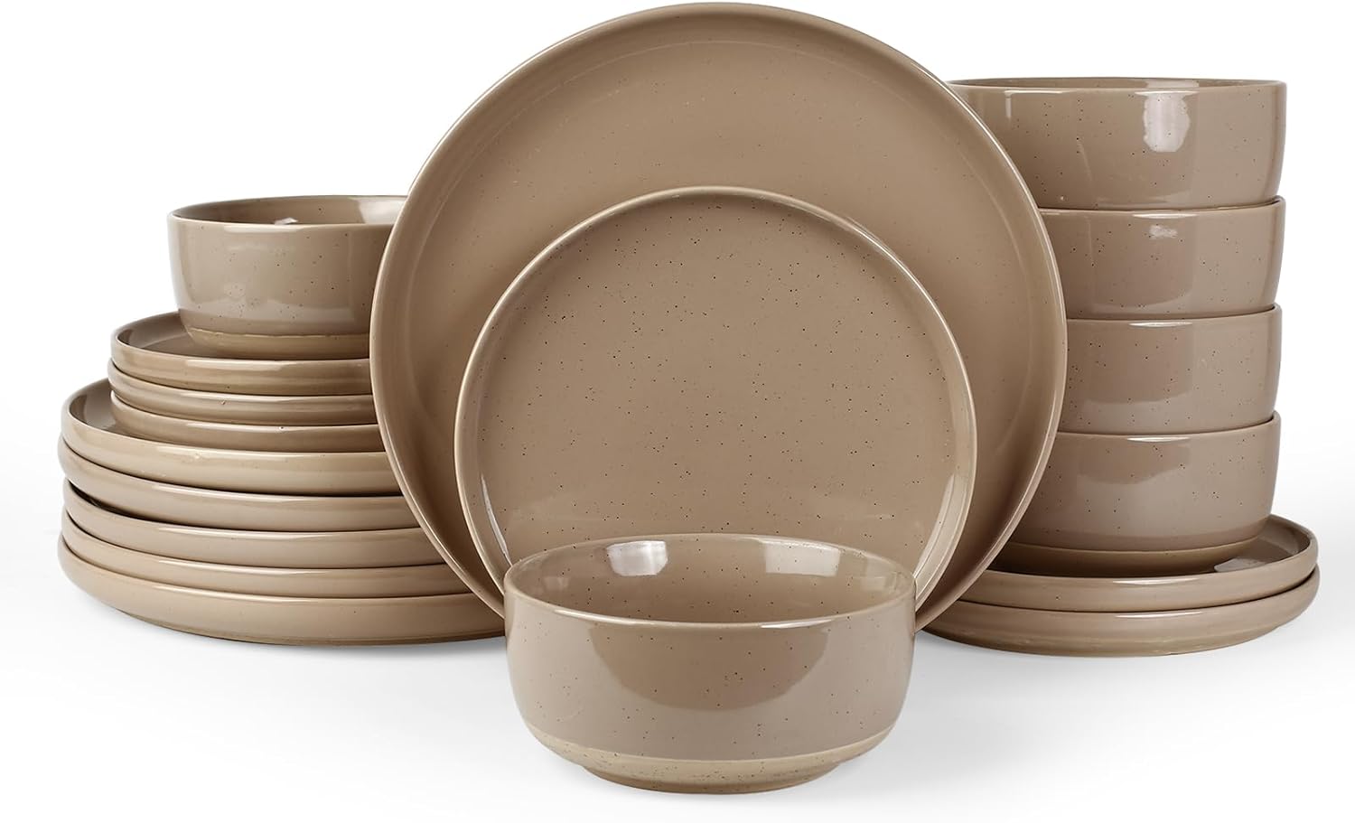 famiware Milkyway Plates and Bowls Set, 18 Pieces Dinnerware Sets, Dishes Set for 6, Cinnamon Brown Cinnamon Brown 18-pieces