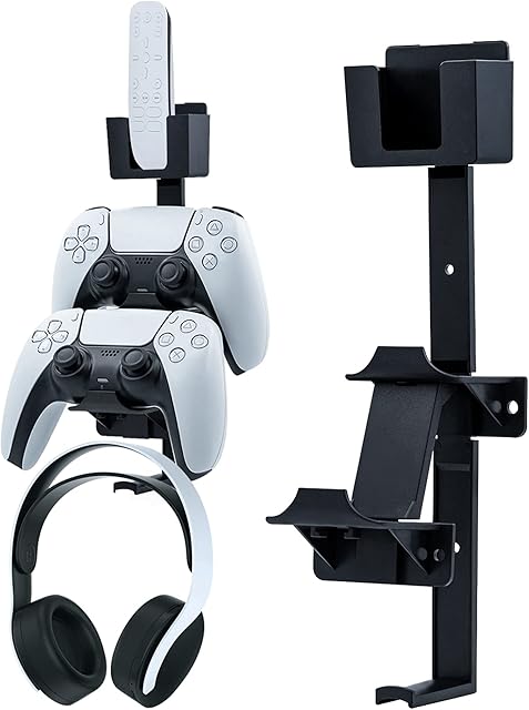 Mcbazel Dual Gaming Controller Wall Holder Stand, Universal Controller & Headset Wall Mount Hanger Holder for PS5/PS4/Xbox One/NS Switch
