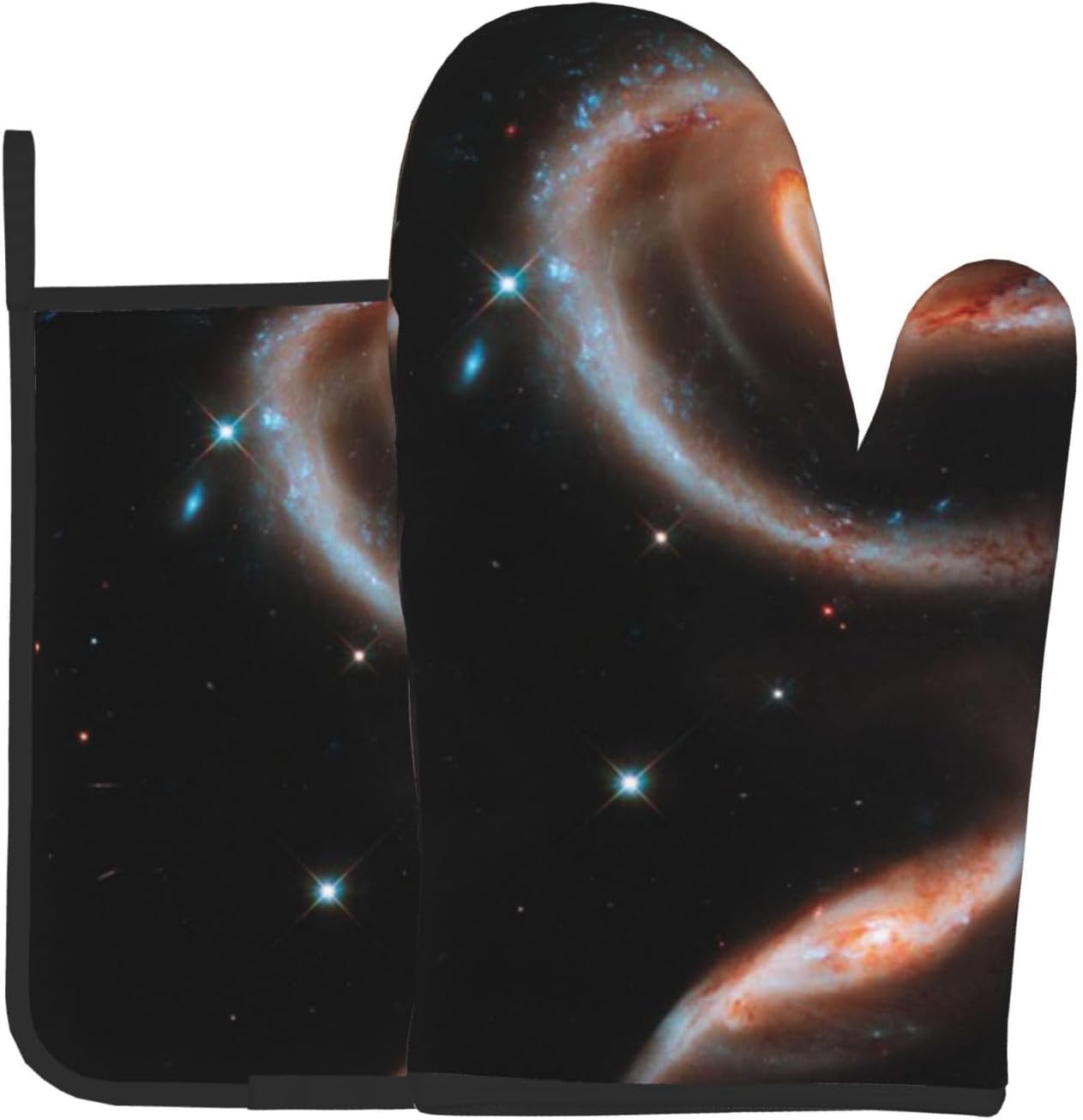 Galaxy Print Oven Mitts And Pot Holders Sets 7"X11" Kitchen Essentials 2-Piece Set Bbq, Baking