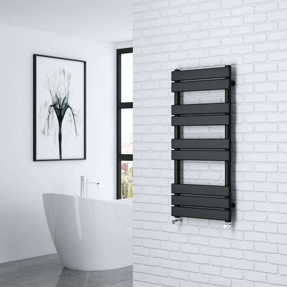 NRG 1000x450mm Flat Panel Heated Towel Rail Bathroom Rad Radiator Black