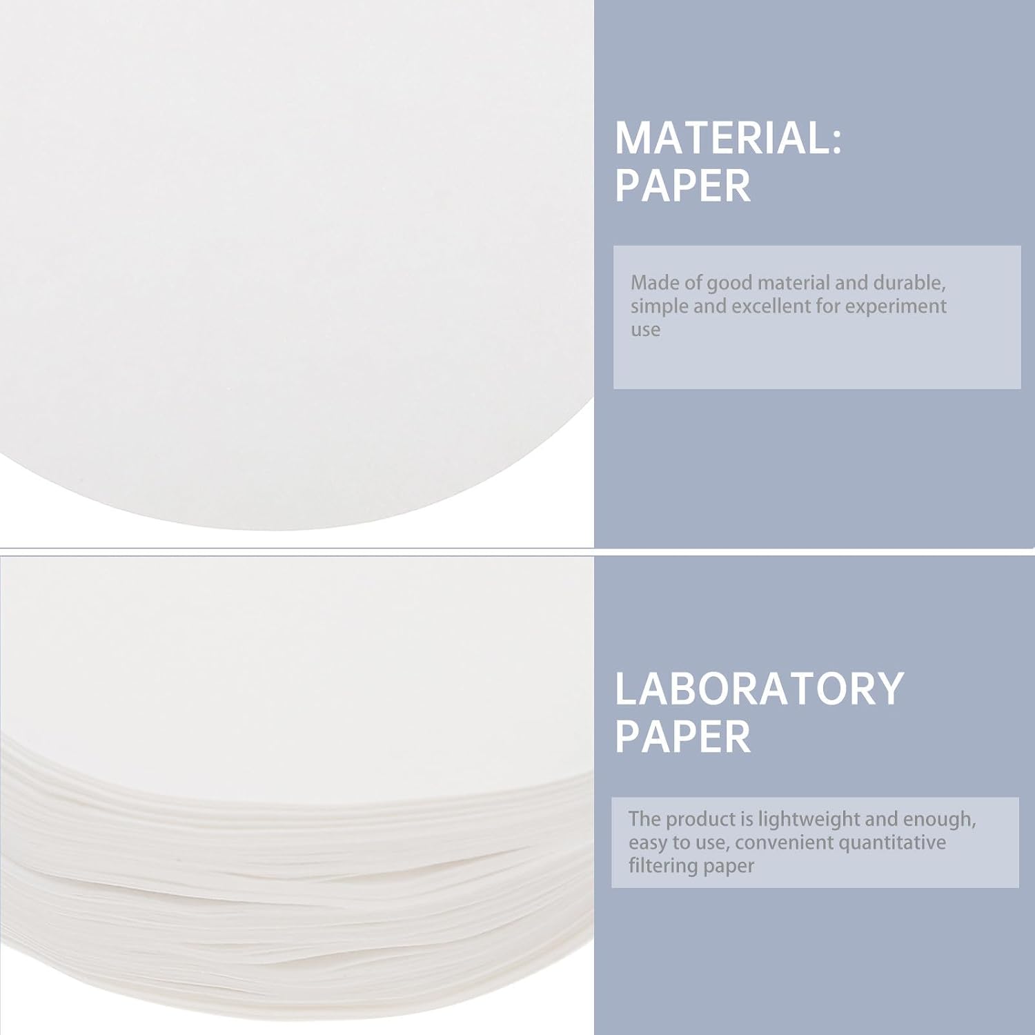 NOLITOY 100 Sheets Quantitative Filter Paper for Labs Experiment and Laboratory Use White Absorbent Paper with Fast and Slow Filtration Speeds for Accurate Experiment Filtering