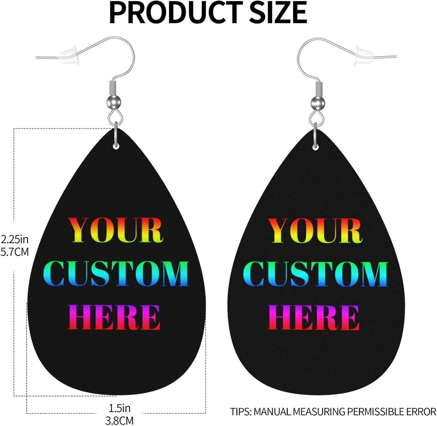 1-200Pairs Custom Earrings Personalized Leather Dangle Earrings Add Your Image Text For Women Anniversary Wedding Christmas Birthday - Image 3