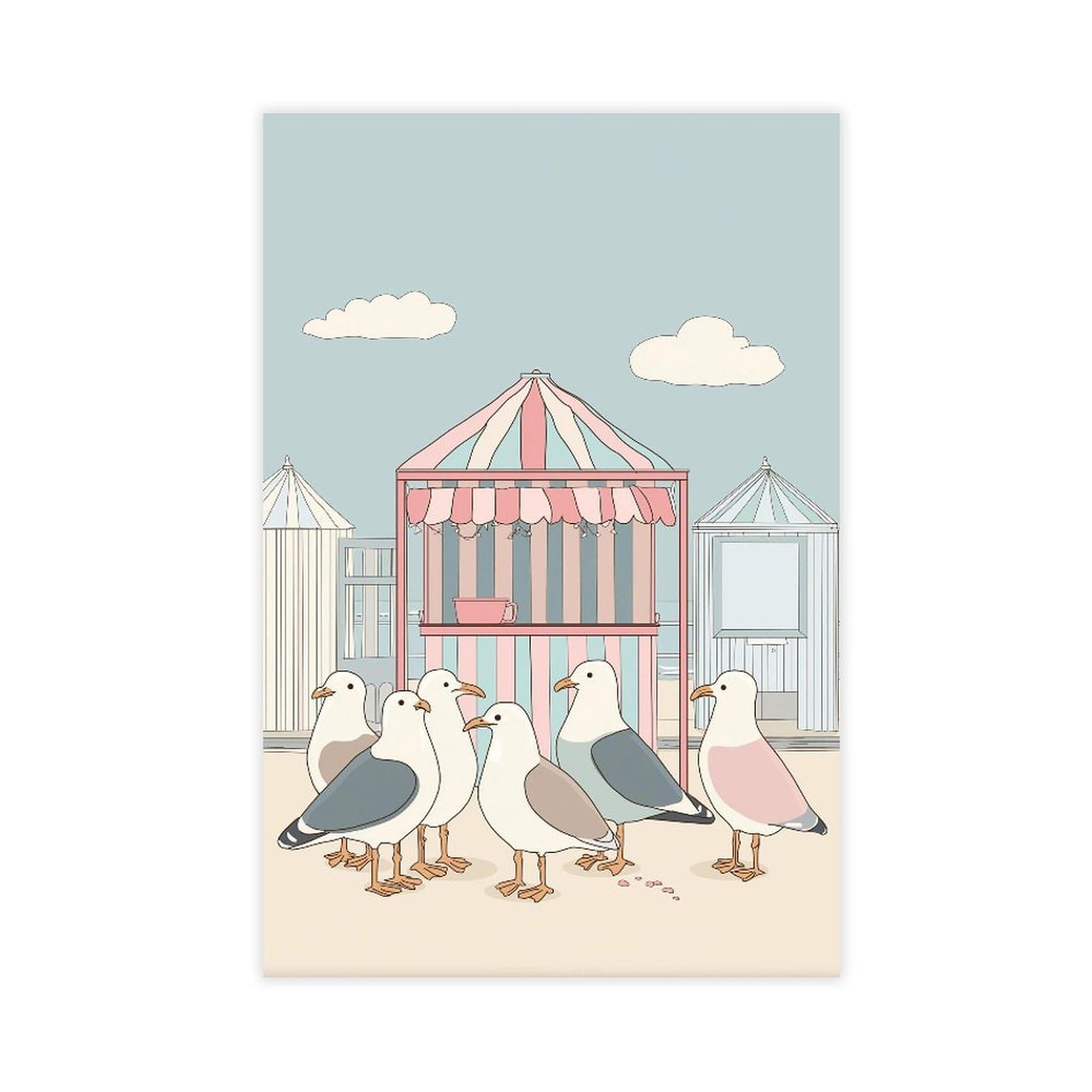 MRYCQ Cute Seagull Poster Canvas Poster for Home Decor Gift