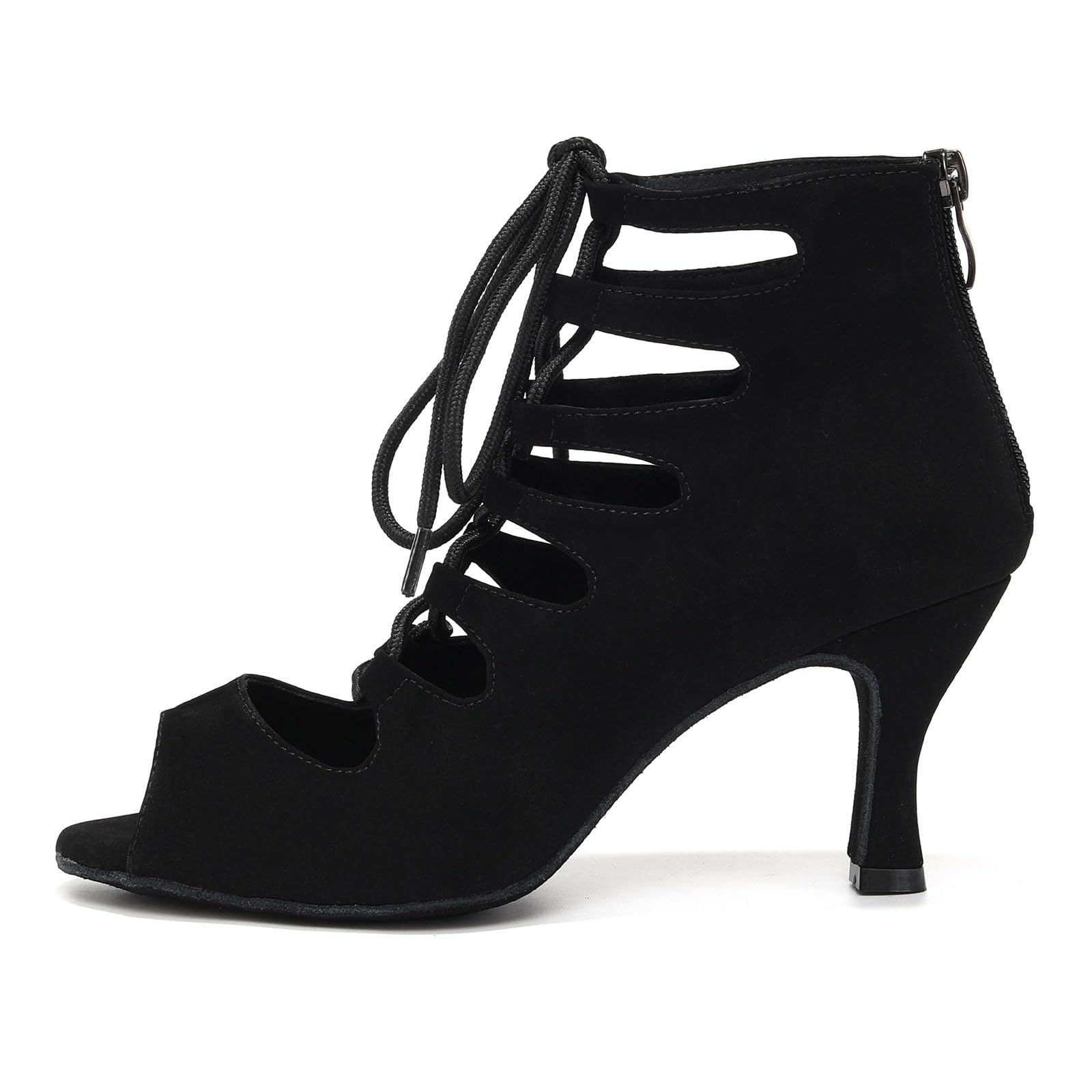 Chaussures de Danse Latine Femme Petit Talon Ouverte Bottes de Danse Salsa de Salon, Modèle YCL456