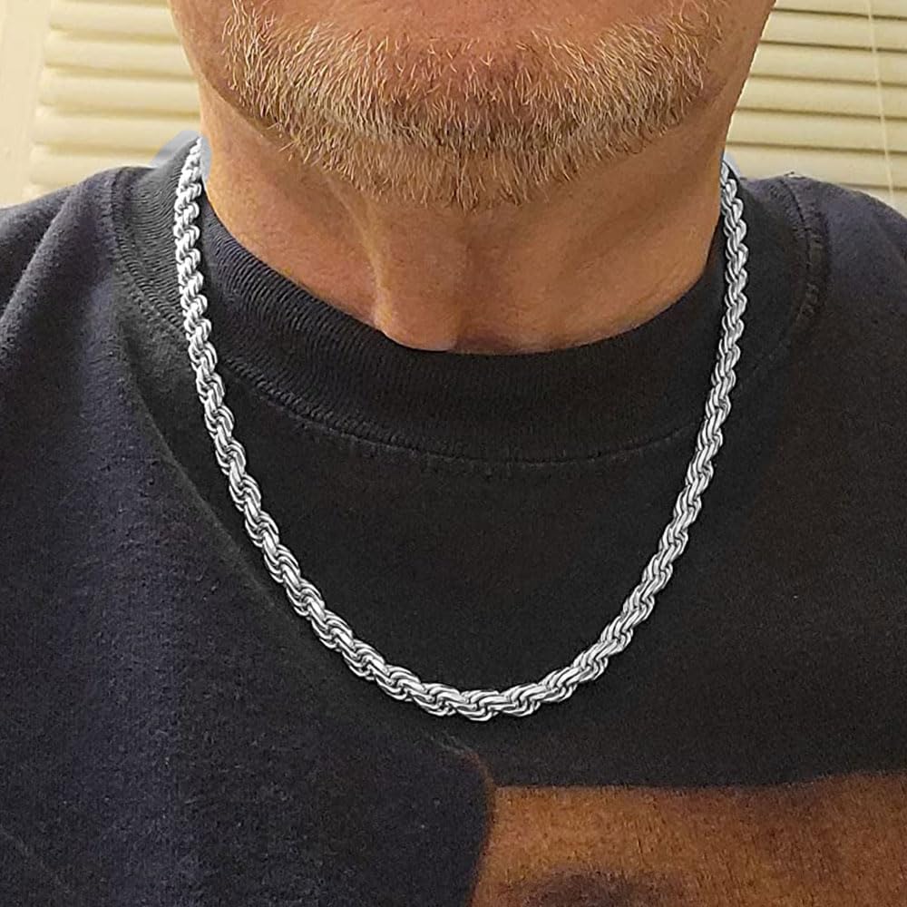 Amazon | TUOKAY 9mm ホワイトシルバーロープチェーン 男女兼用 ロープ