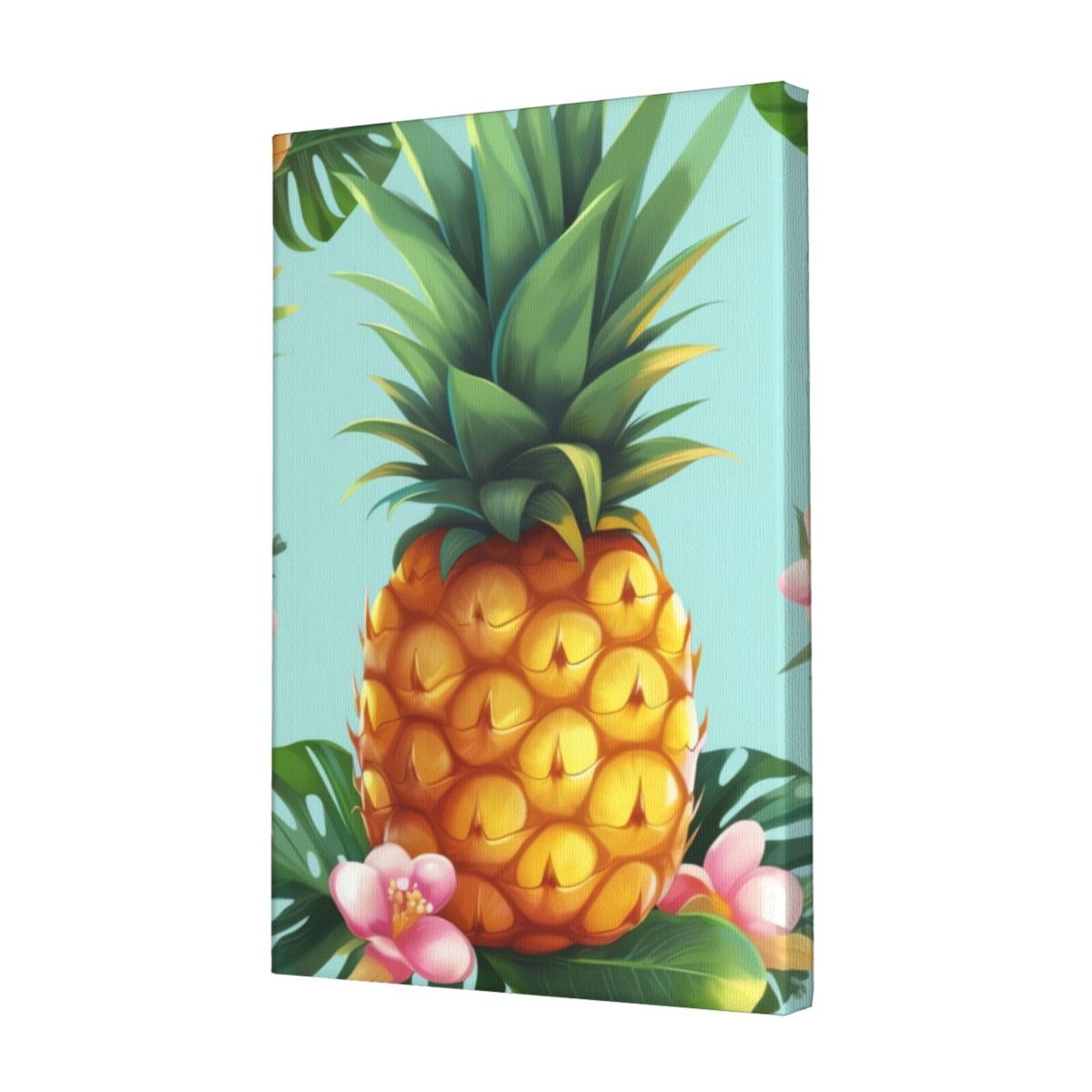 KLOPH Tropical Pineapple Canvas Wall Art for Living Room 12"x18" Modern Artwork Painting for Bathroom Hanging Canvas Prints Aesthetic Wallart for Bedroom Kitchen Office Wall Decor