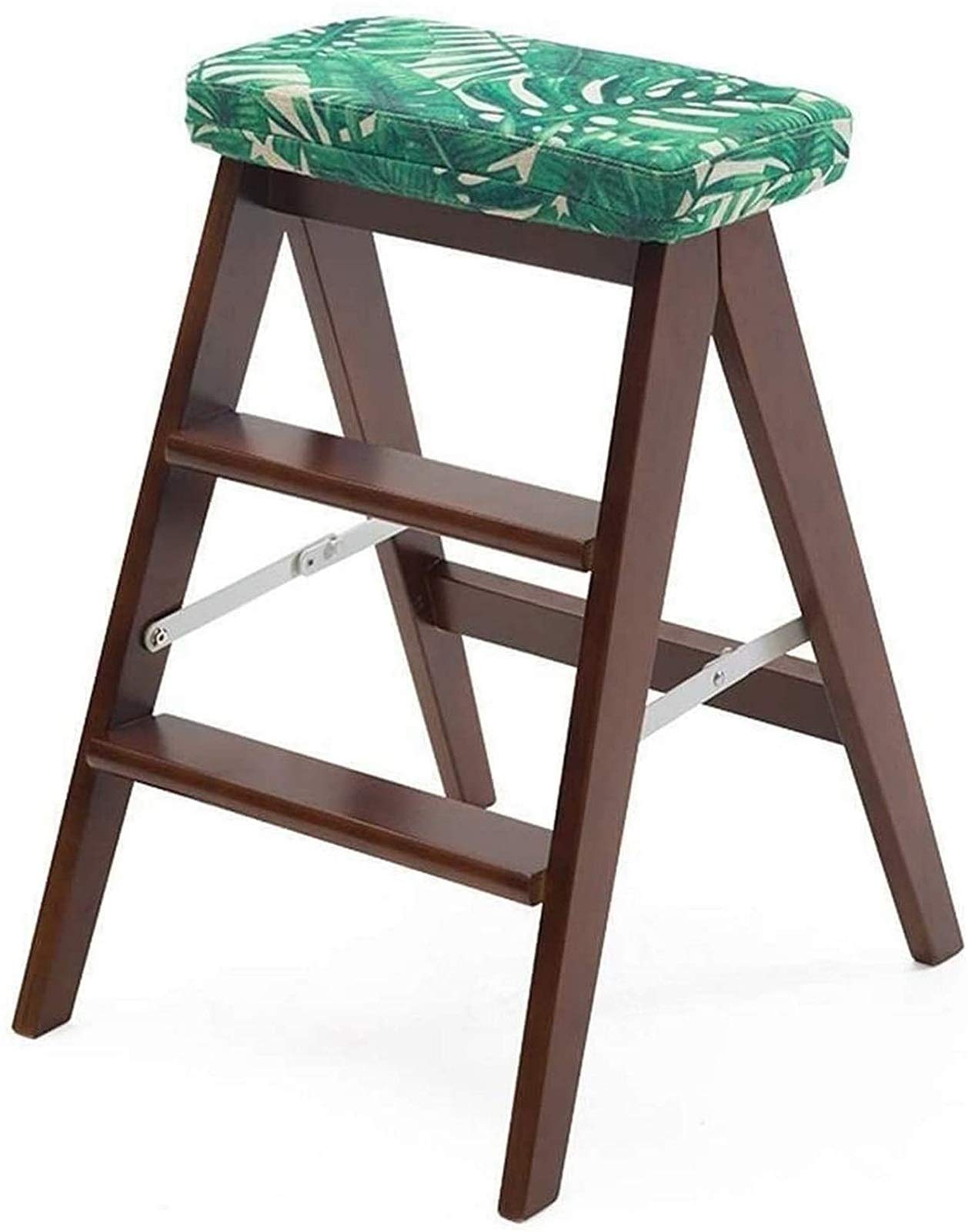 Échelle pliante 3 marches et grand tabouret escabeau en bois avec siège de ménage