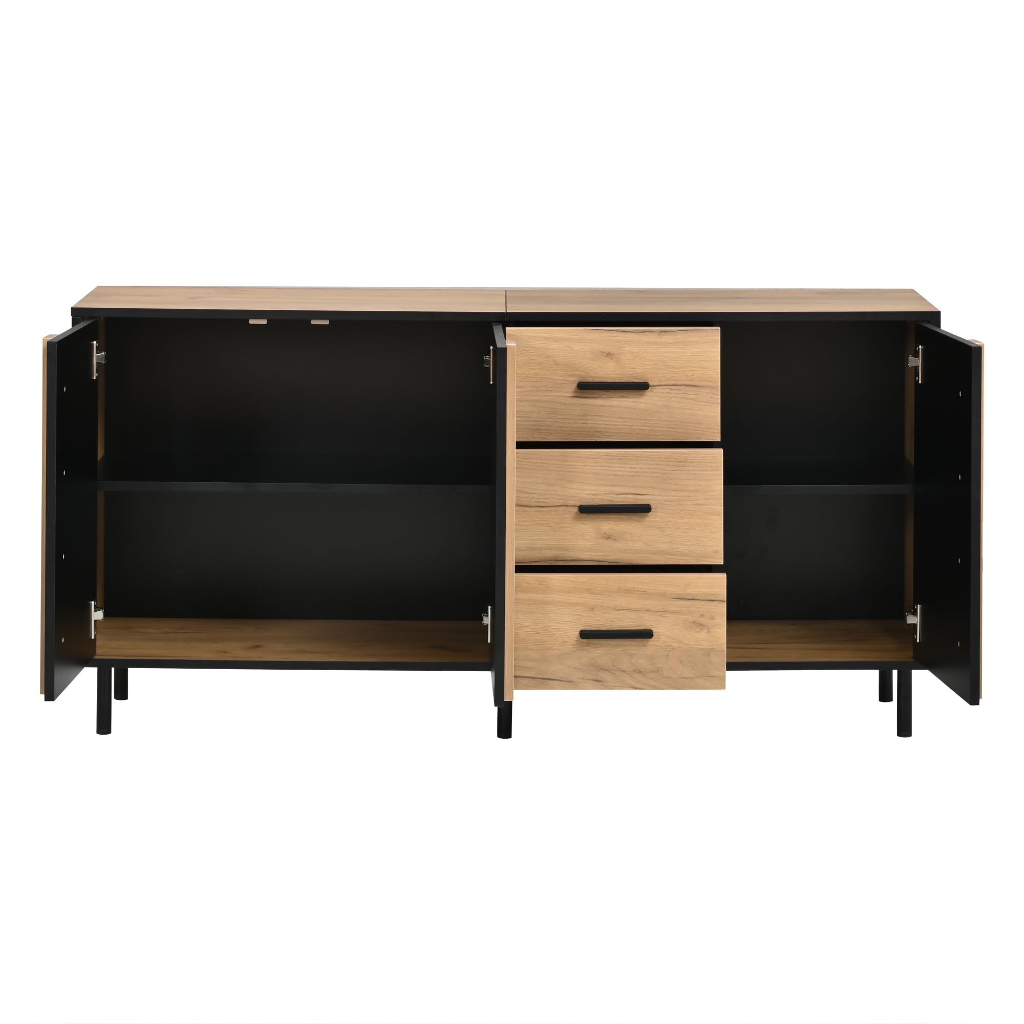 Credenza 140 x 35 x 70 cm in MDF, comò con 3 ante e 3 cassetti