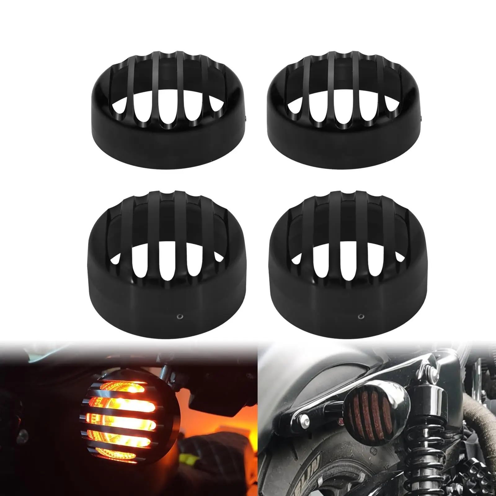 Osłona Reflektora Motocyklowego 2x Osłona kratki kierunkowskazów przednich i tylnych motocyklowych pasująca do Sportster 1992-2020(Rear Grill Cover)
