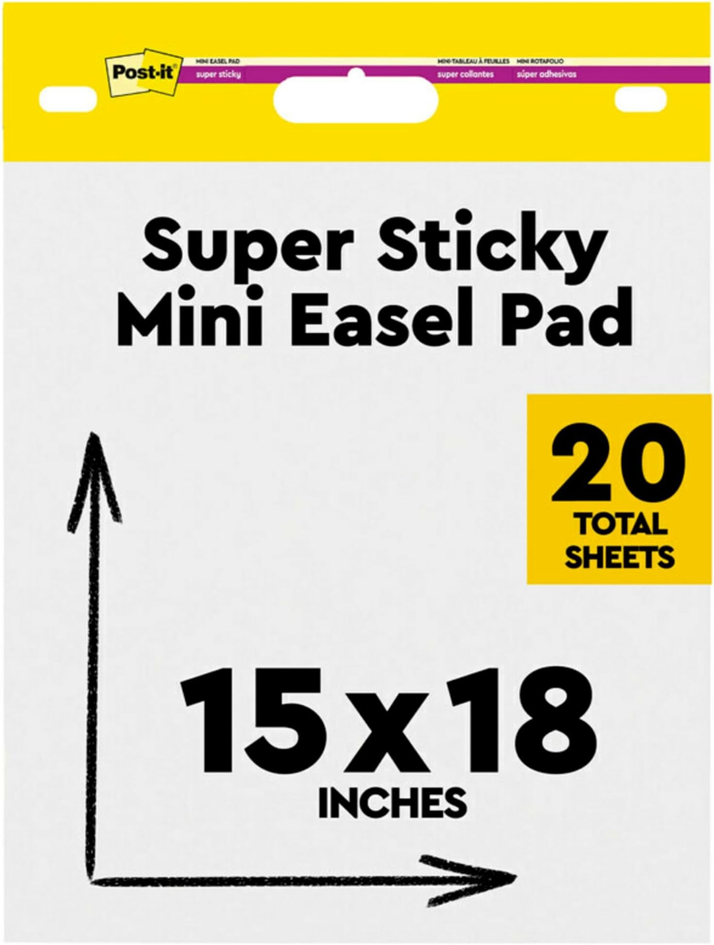 Post-it Super Sticky Mini Meeting Chart 577SS, 38.1 cm x 45.7 cm, 20 Sheets/Pad, 1 Pad, Suitable for Home Learning and Virtual Meetings