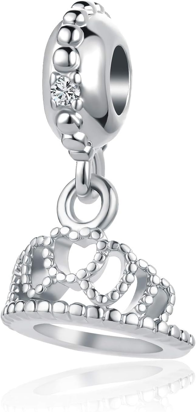 TGLS Princess Queen Crown Charm Compatible With Pandora Bracelets Jewelry Birthday Gifts for Mother Girlfriend Daughter Her Women