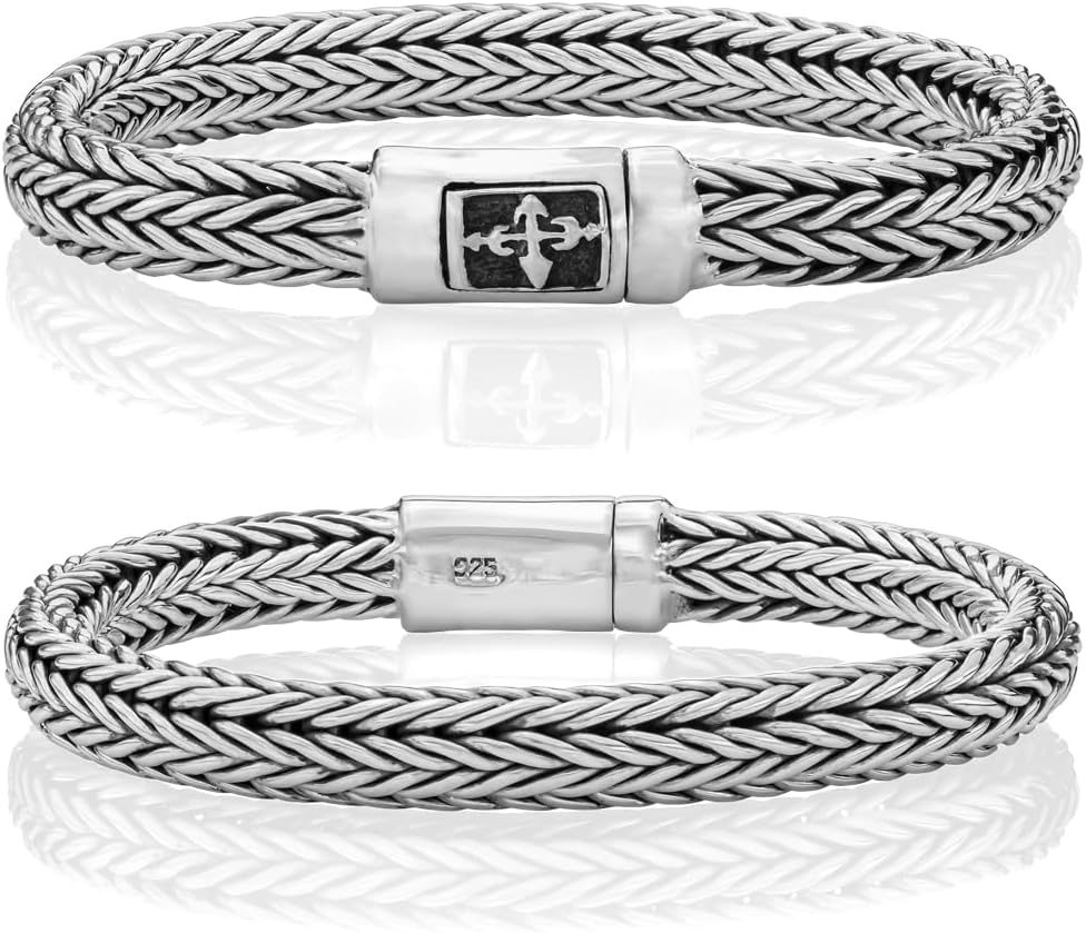 VY JEWELRY Gentle Cross - 925 Sterling Silver Men's Bracelet – Sizes 6 to 9 Inches