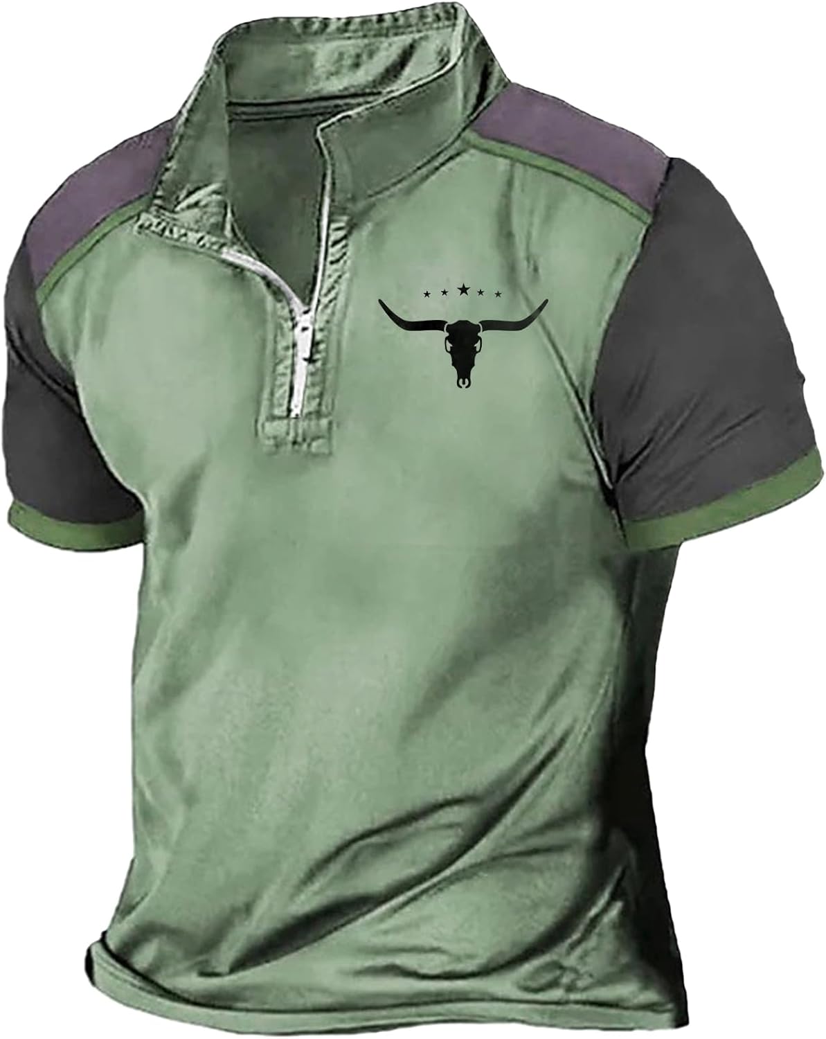 Mens Quarter Zip Short Sleeve Casual Tshirts for Gym Workout Running Lightweight Breathable Quick Drying Shirts