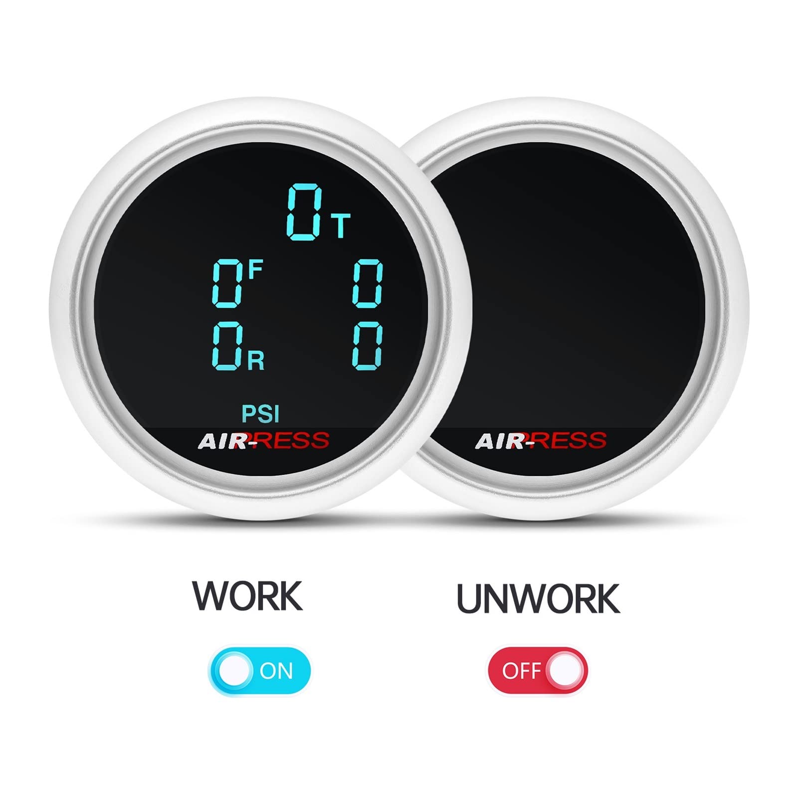 unità di invio Carburante Marino A 7 LED a Colori da 2 Pollici 52mm LCD Manometro a Cinque pressioni dell'Aria Bar Sospensioni pneumatiche Misuratore di Giro Pneumatico con sensore da 5 Pezzi