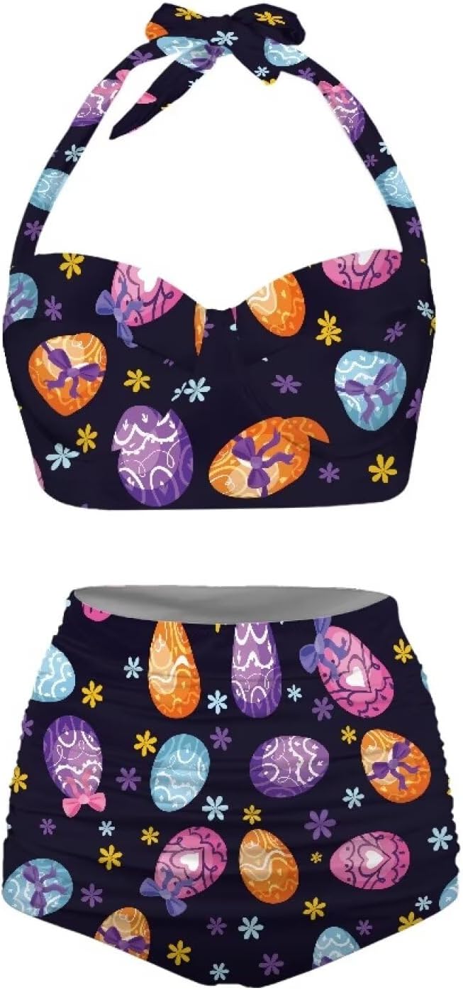 Veniyate Women's High Waisted Bikini Sets Two Piece Swimsuits Cheeky High Cut Bathing Suits