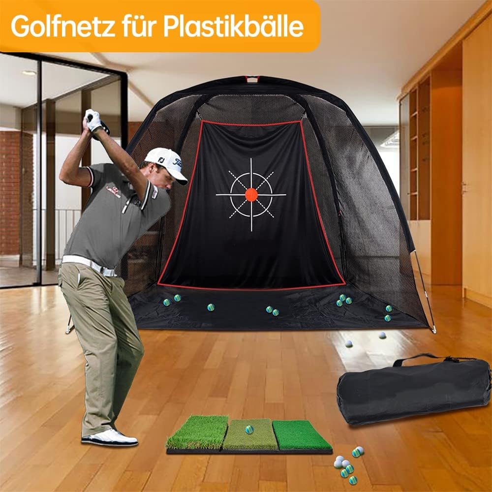 Filet d'entraînement de golf : 240 x 180 x 150 cm Bâche PE en acier inoxydable Pare-chocs Montage rapide pour adultes-enfants Jardin-Intérieur Driving