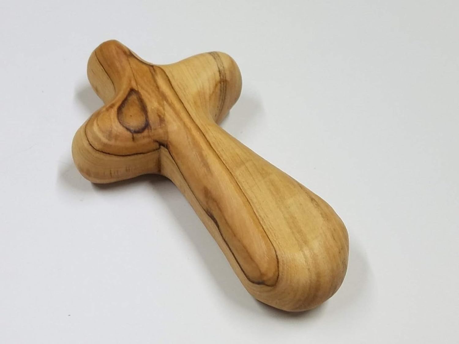 Bethlehem Gifts TM Handcarved Olive Wood Comfort Palm Healing Pocket Prayer Cross (3.5 inches)