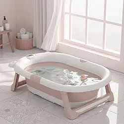 Banheira Oval Minimalista Infantil Premium com Termômetro para Bebê Lançamento 2026