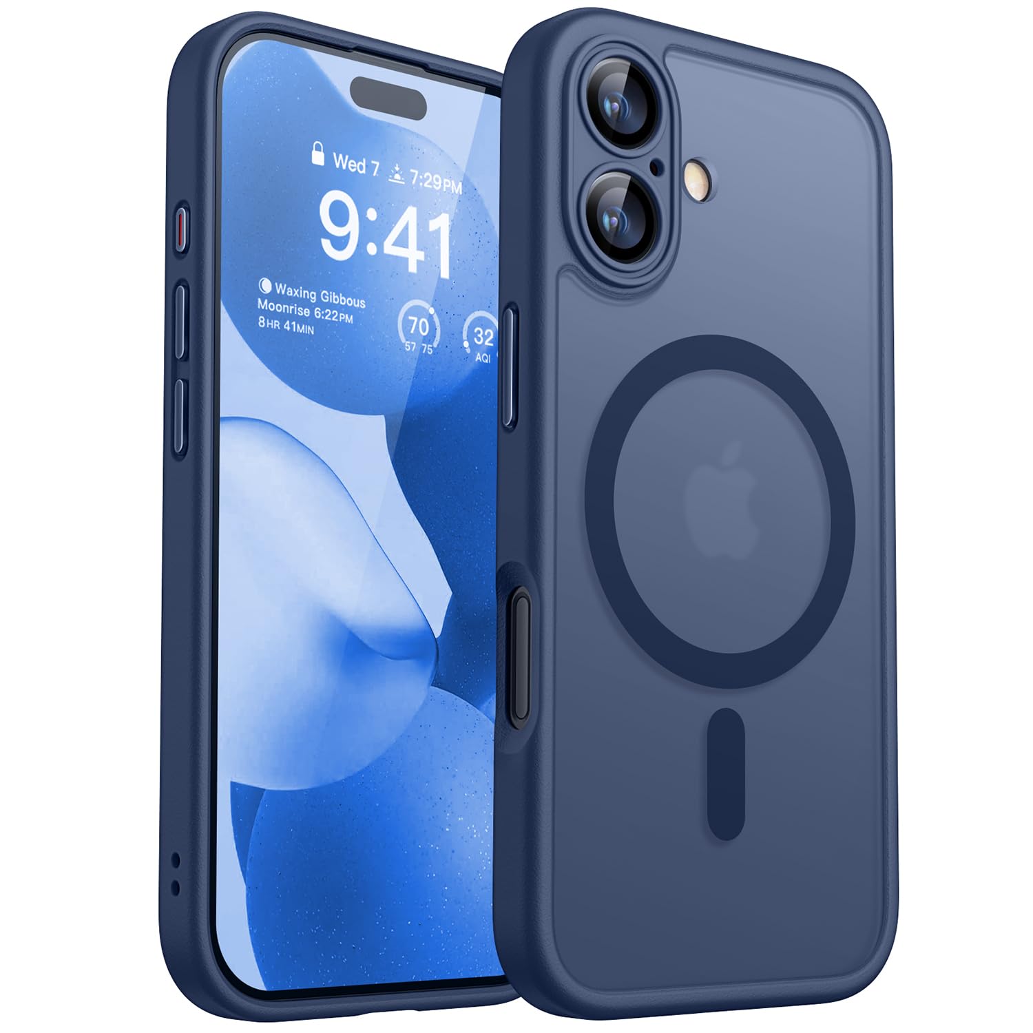 CANSHN Cover Magnetica per iPhone 17(6,3 Pollici), Compatibile con MagSafe, [Protezione Completa Della Fotocamera], Custodia Traslucida Opaca Protettiva Sottile Antiurto,Blu Profondo