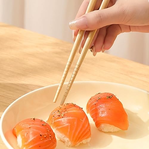 Miniatura 6 de 10 pares de palillos de bambú reutilizables, palillos chinos japoneses antideslizantes, juego de palillos ligeros, 9.4 in9.45 pulgadas, aptos para