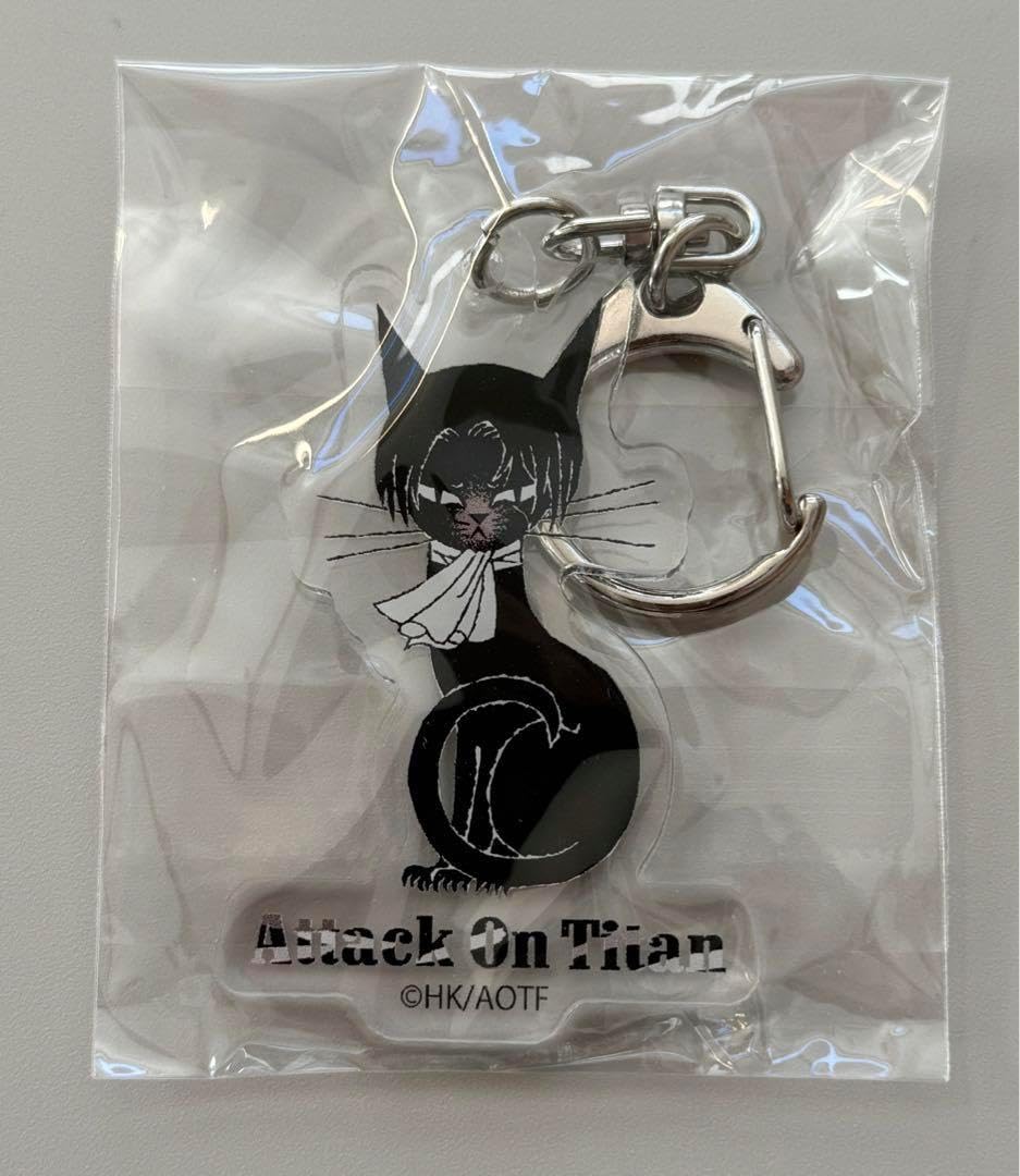 進撃の巨人 黒ねこ意匠 アクリルキーホルダー アクキー リヴァイ カラ