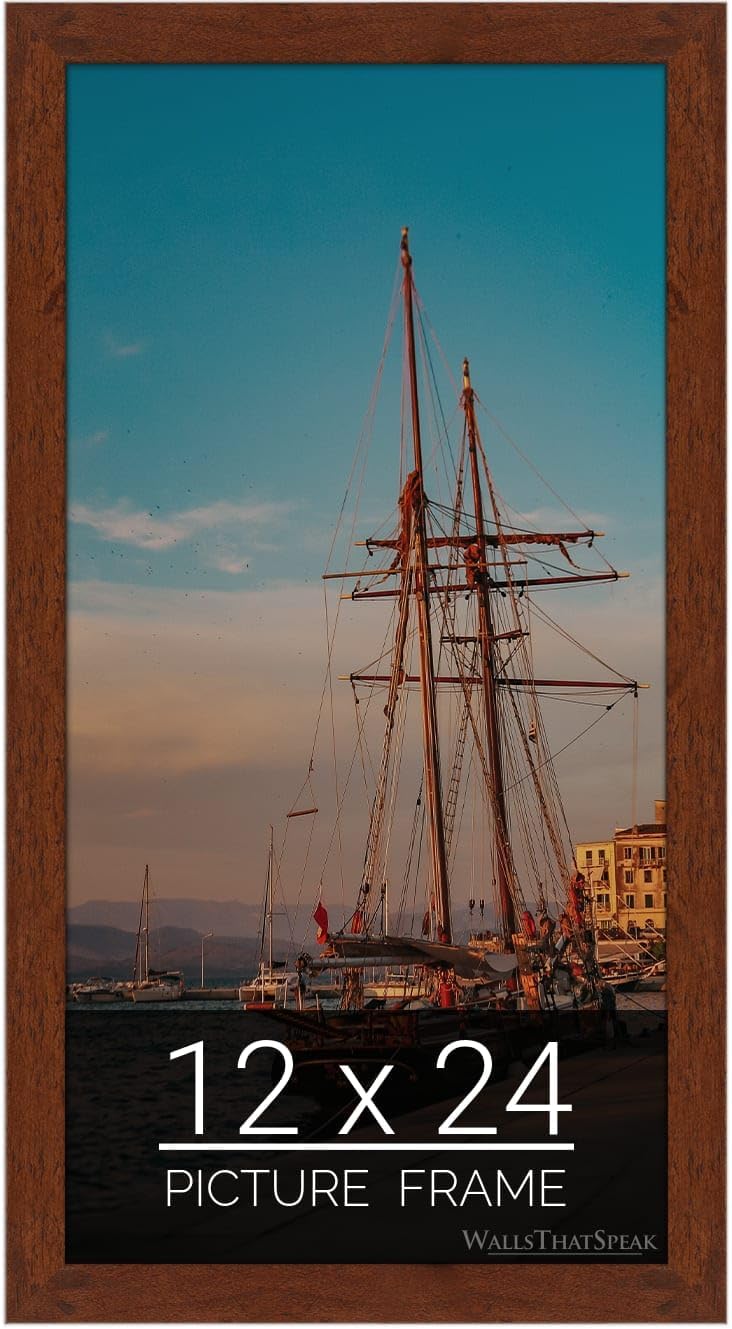 wallsthatspeak 12x24 Dark Walnut Rustic Pine Picture Frame for Puzzles Posters Photos or Artwork