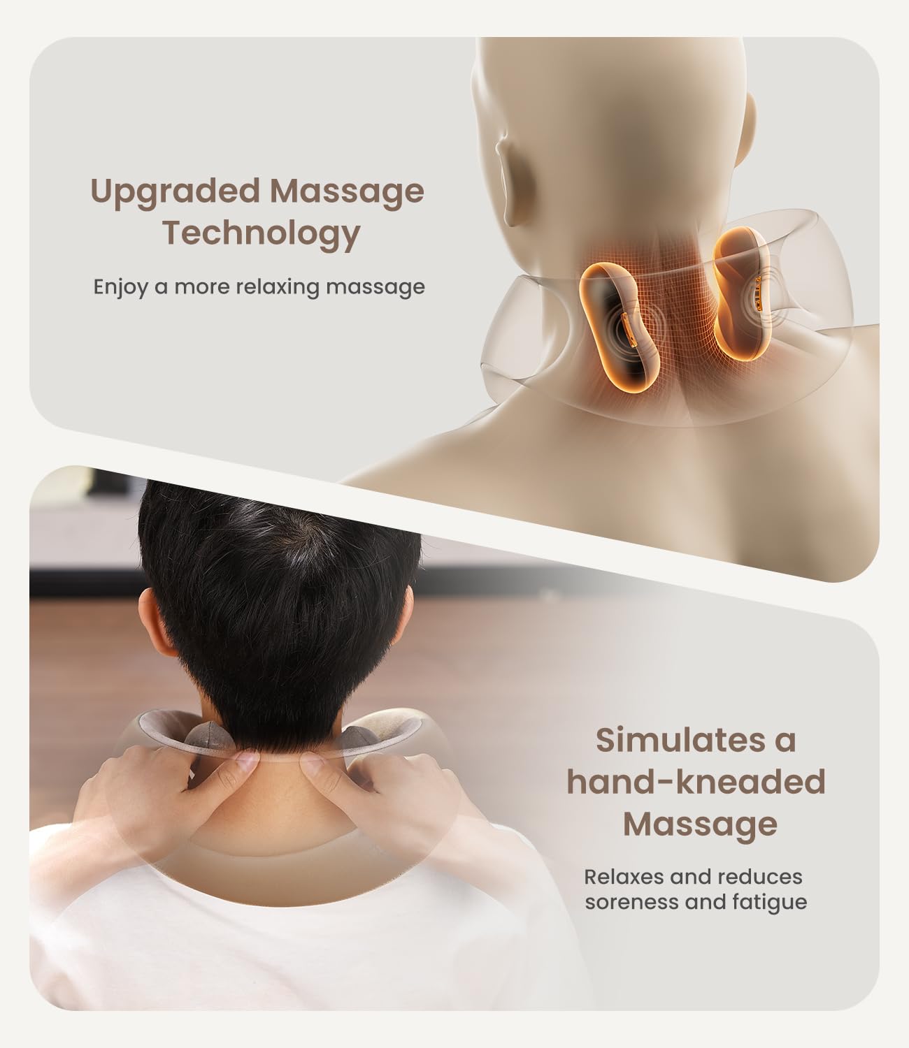 RENPHO Nackenmassagegerät mit Wärme, Kabelloses Nackenmassagegerät, 6D-Knet-Nackenmassage, Tragbares Massagegerät Nacken für Reisen, Geschenke für Frauen und Männer