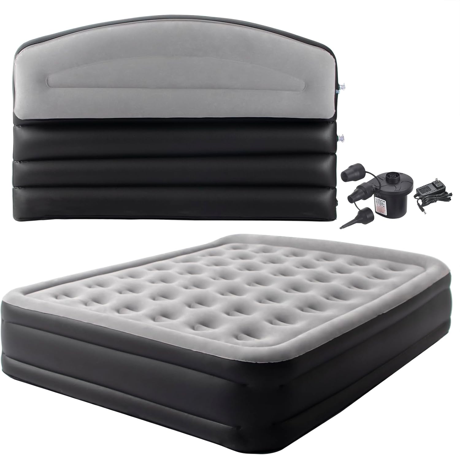 DIMAR GARDEN Queen Size Air Mattress with Built-in Pump and Headboard, 18.5” Blow Up Mattress