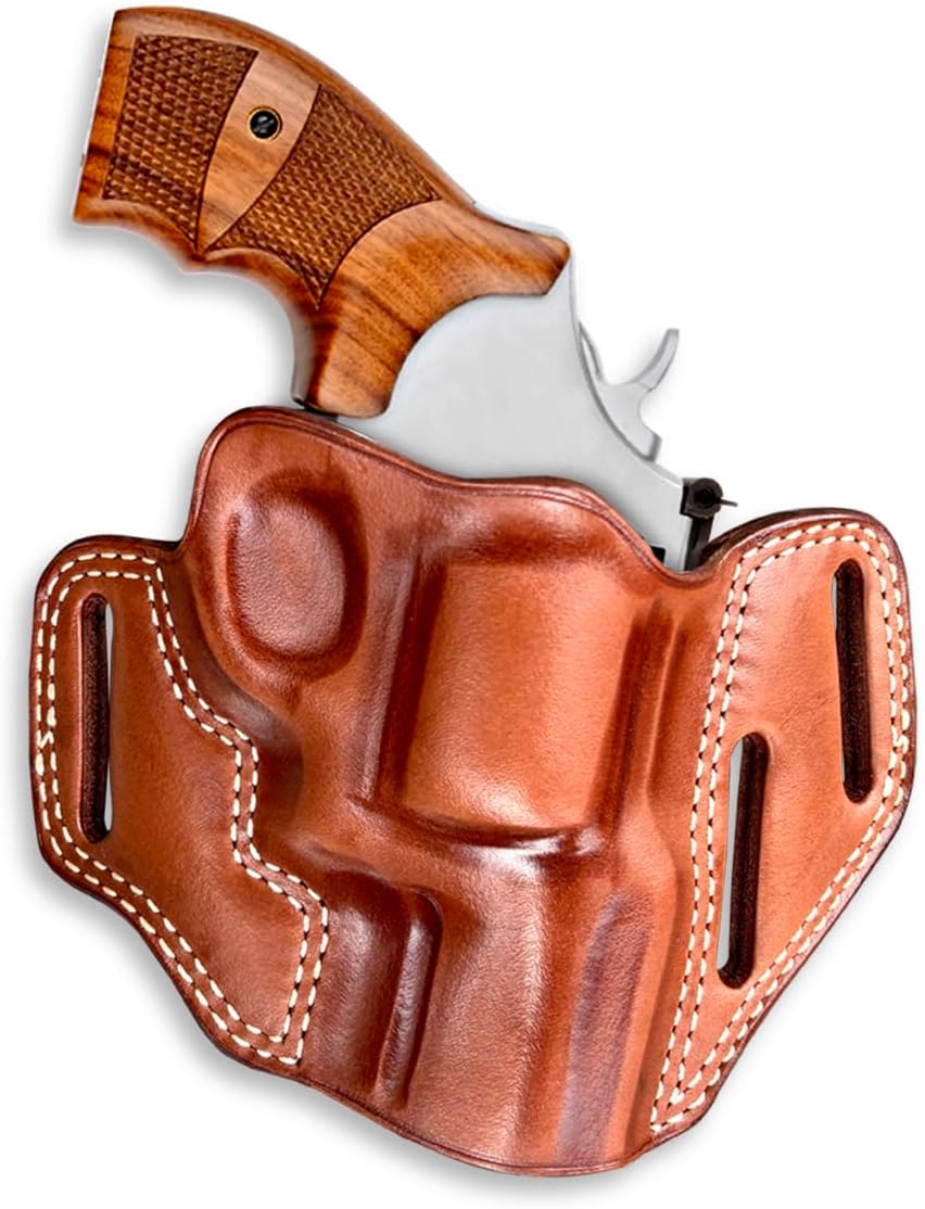 Masc Premium Leather OWB Pancake Holster Fits Performance Center Model 627 8RD Unfluted Cyl 2-5/8-inch, Right Hand Draw, Brown #1489#