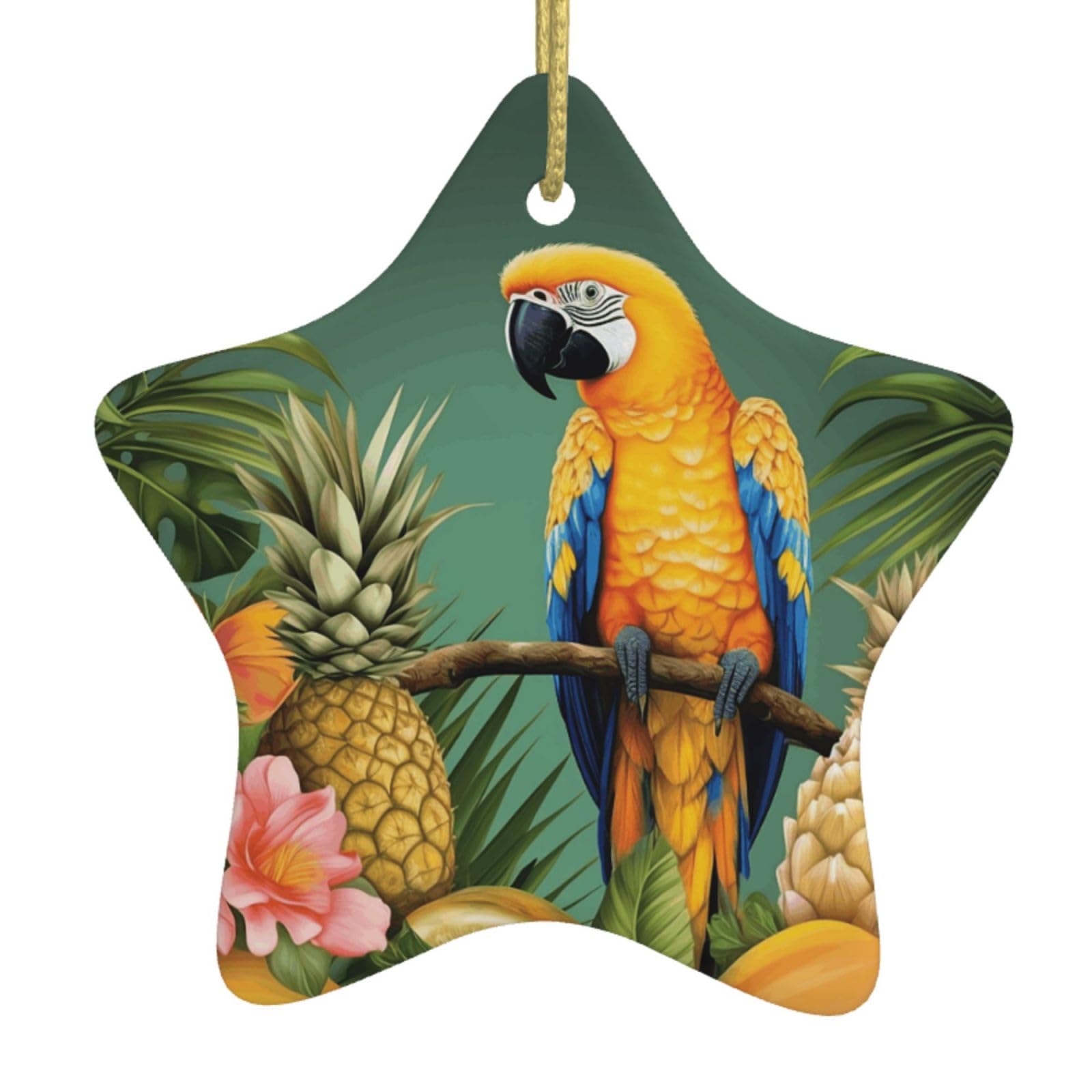 Fodpand Women's White Summer Parrot Pineapple Bird Christmas Ornaments 2025, Gift Exchange For Men, Collectible Ceramic Ornament Star Hanging Ornaments For Christmas Tree Decoration