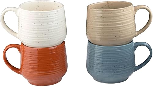 Miniatura 18 de Siterra Artist's Blend - Juego de tazas de cerámica de colores surtidos de 17 onzas (servicio para 4) Aqua Blend,Mezcla rústica,Azul