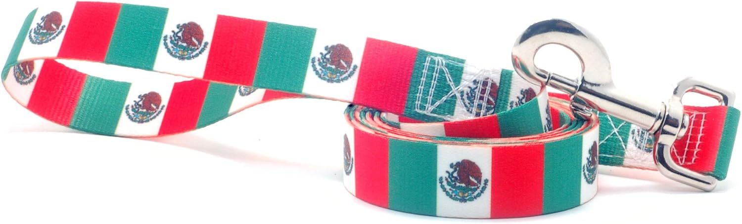 Dog Collar and Leash Set with The Mexico Flag | Great for Mexican Holidays, Special Events, Festivals, Independence Days and Every Day Strong Safe