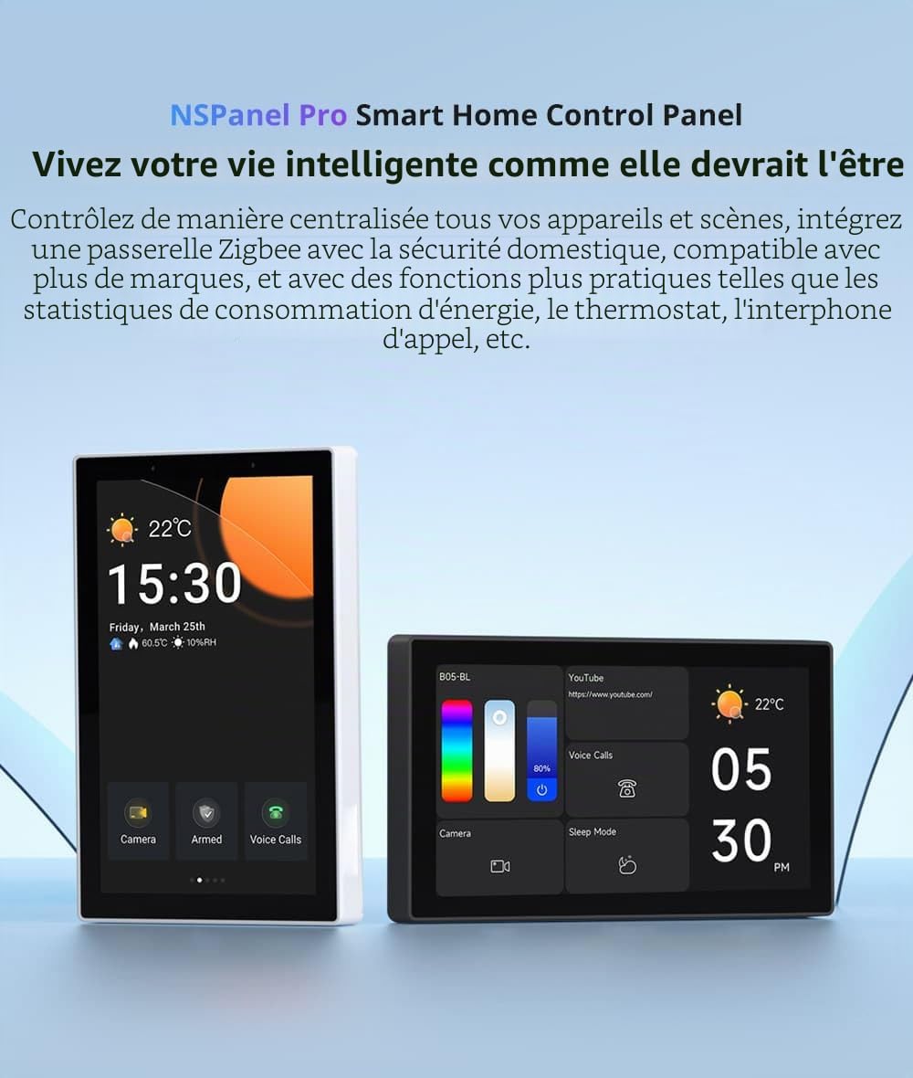 Smilewolf NSPanel Pro Zigbee 3.0 Hubs Matter Gateway 120Tpye Panneau Smart Home 120Tpye Thermostst Consommation d'énergie Module de commutation DIY Compatible appareils eWeLink (Blanc)