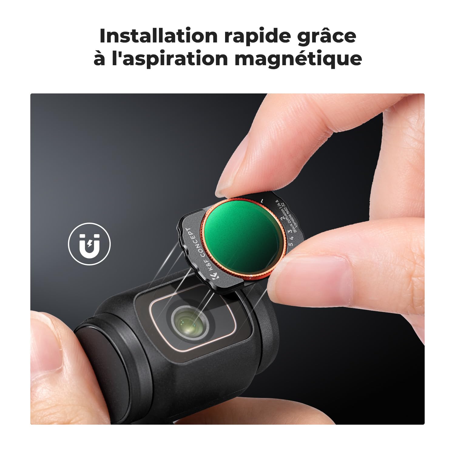 K&F CONCEPT Filtre Compatible avec DJI OSMO Pocket 3/4,Filtre ND2-32&Black-Mist 1/4 Magnétique et Film de Protection 2 en 1 Diffusion et ND Variable Nano-revêtements Étanche Anti des Rayures Léger HD