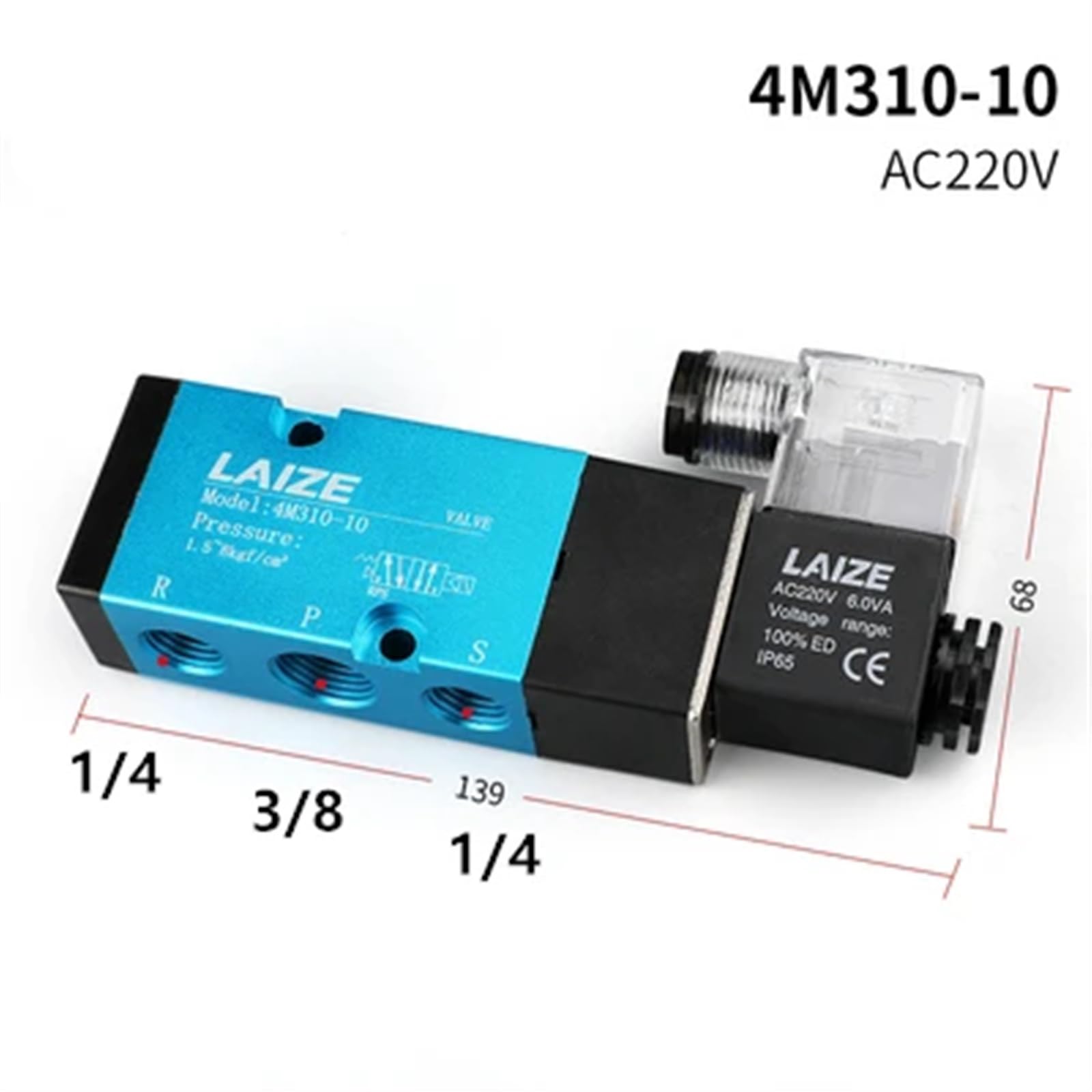 Válvula solenoide de 2 Posiciones y 5 vías 4V210-08, Control neumático-eléctrico 4V310-10 4V410-15 | 4M310-10 AC220