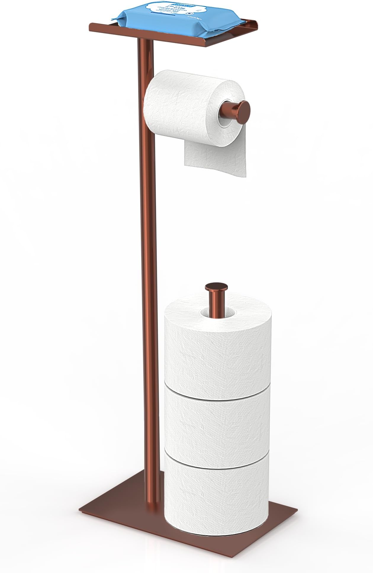 CISILY Bronze Toilet Paper Holder Stand with Phone Shelf, Bathroom Toliet Decor Decoration. Tissue Paper Roll Holder Free Standing Storage, Rv Accessories, Apartment Restroom Household Home Essentials
