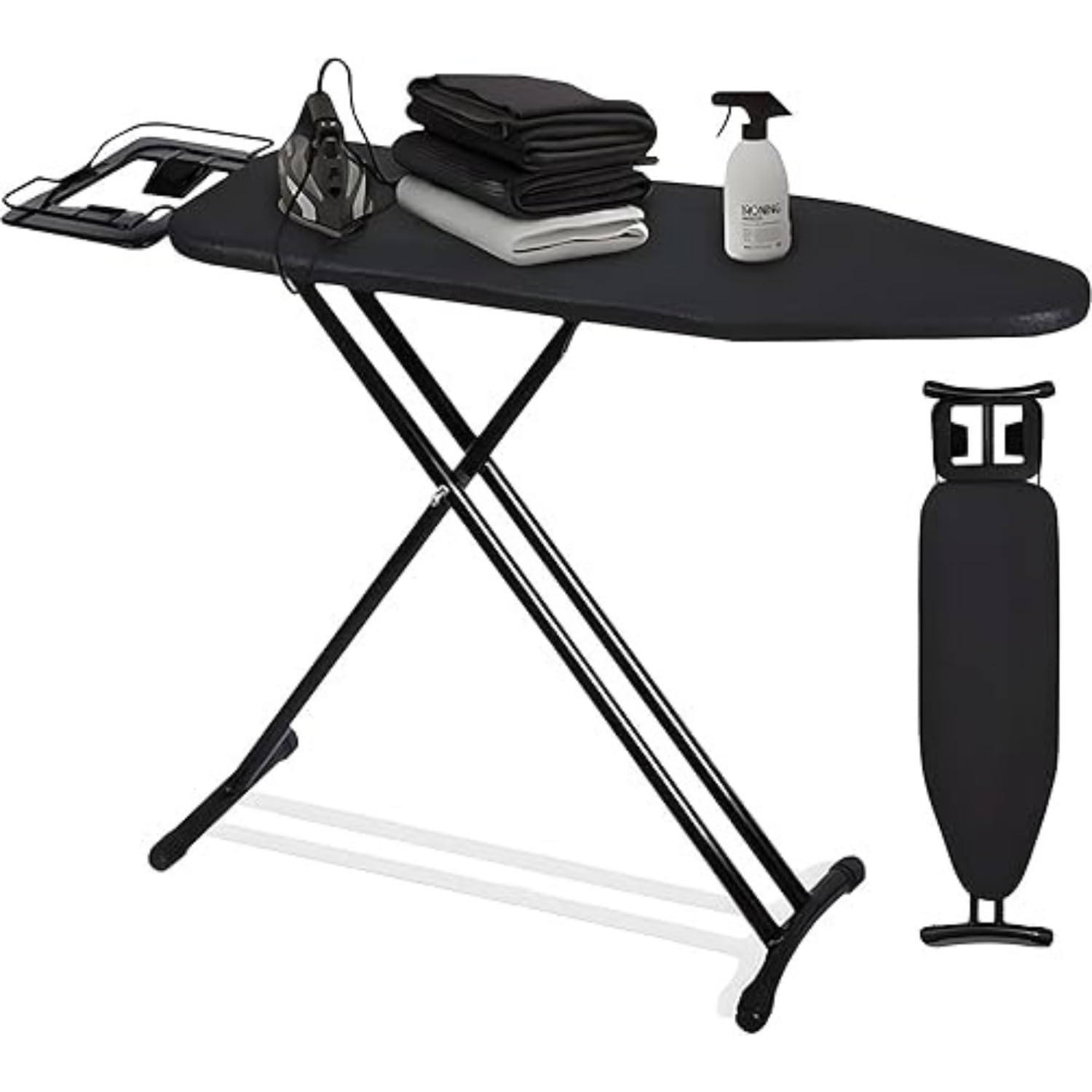UNICASA™ Ironing Board (43x13in) Adjustable Height, Foldable T-Leg Design, Non-Slip Feet, Durable Metalized Iron Rest, Portable Premium Ironing Table & Stand with Safety Child Lock for Home & Laundry