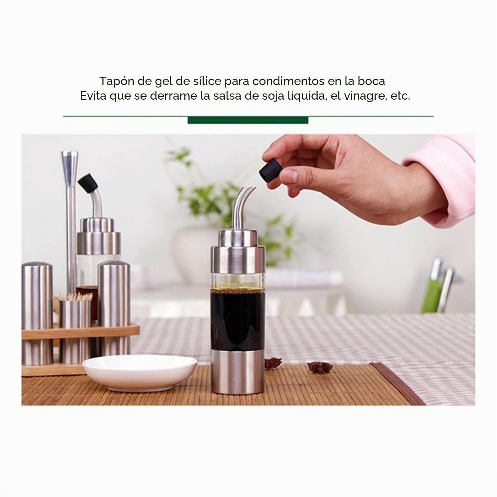 Juego De Dispensador De Aceite, Vinagre, Sal Y Pimienta, Dispensador De Aceite De Oliva, Salero Y Pimentero De Acero Inoxidable, Juego De Botellas De Condimento, Mesa De Cocina, Soporte Para Botella D