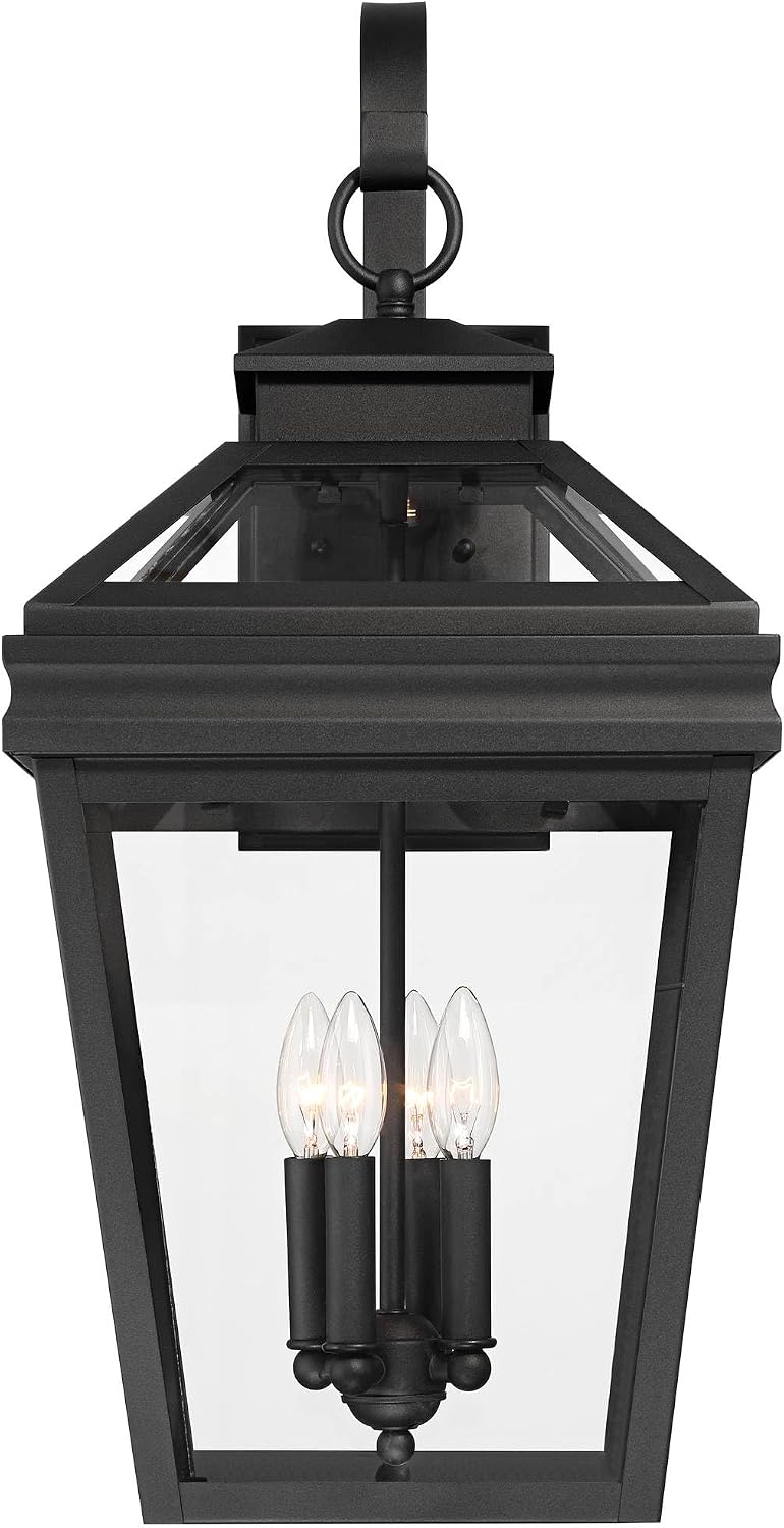 John Timberland Stratton Street 27" High Traditional Outdoor Wall Light Fixture Mount Porch House Exterior Outside Lantern Edison Bulb Weatherproof Black Clear Glass Shade Front Door Patio Garage