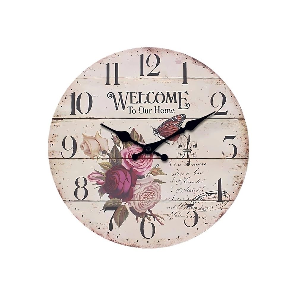 Horloge murale en bois idéale pour décorer la cuisine et le salon avec un style vintage