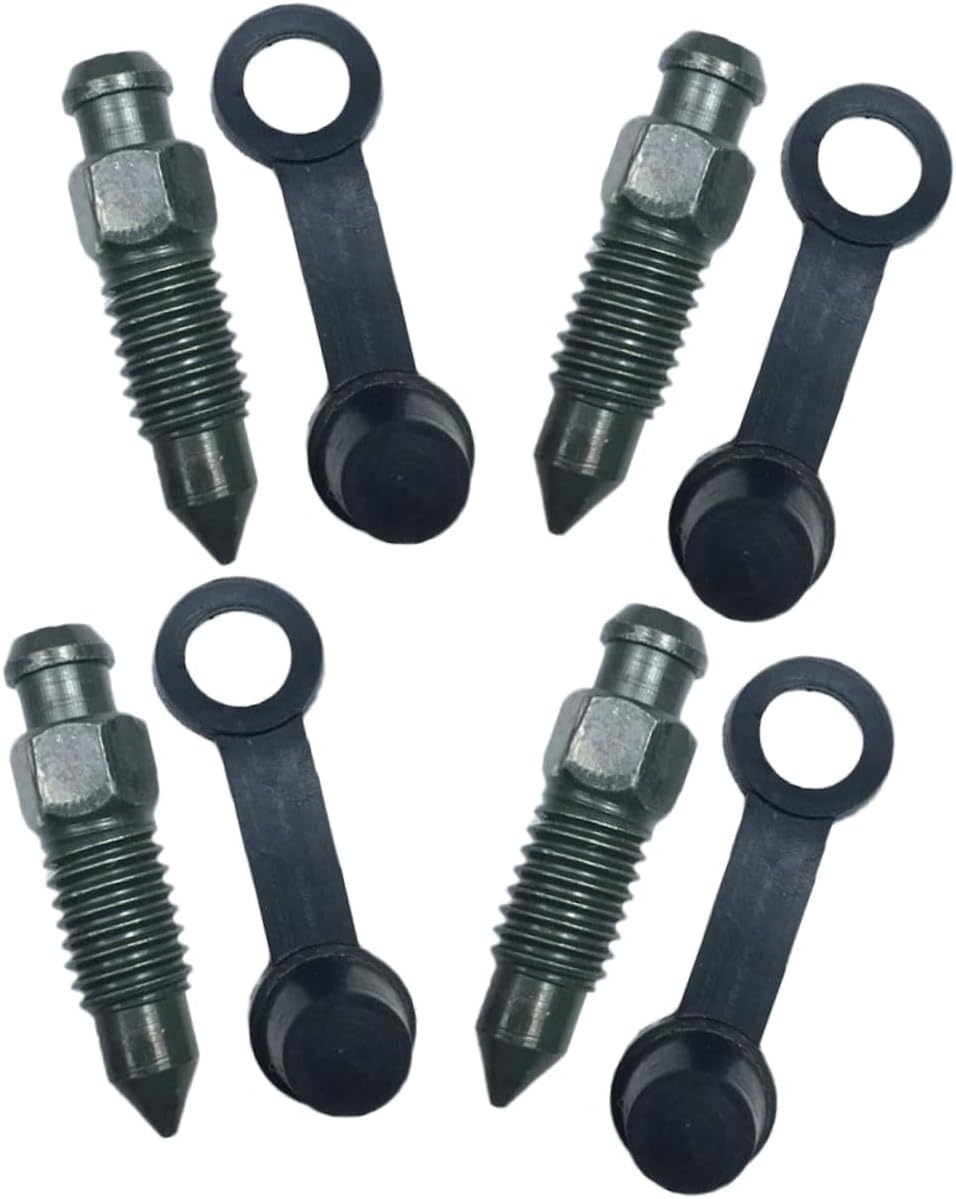 BESTYASH Motorcycle Brake Bleed Screws Stainless Steel with Rubber Dust Caps Resistant Caliper Bleeder Replacement for Brake Pumps and Calipers Prevent Fluid Leakage