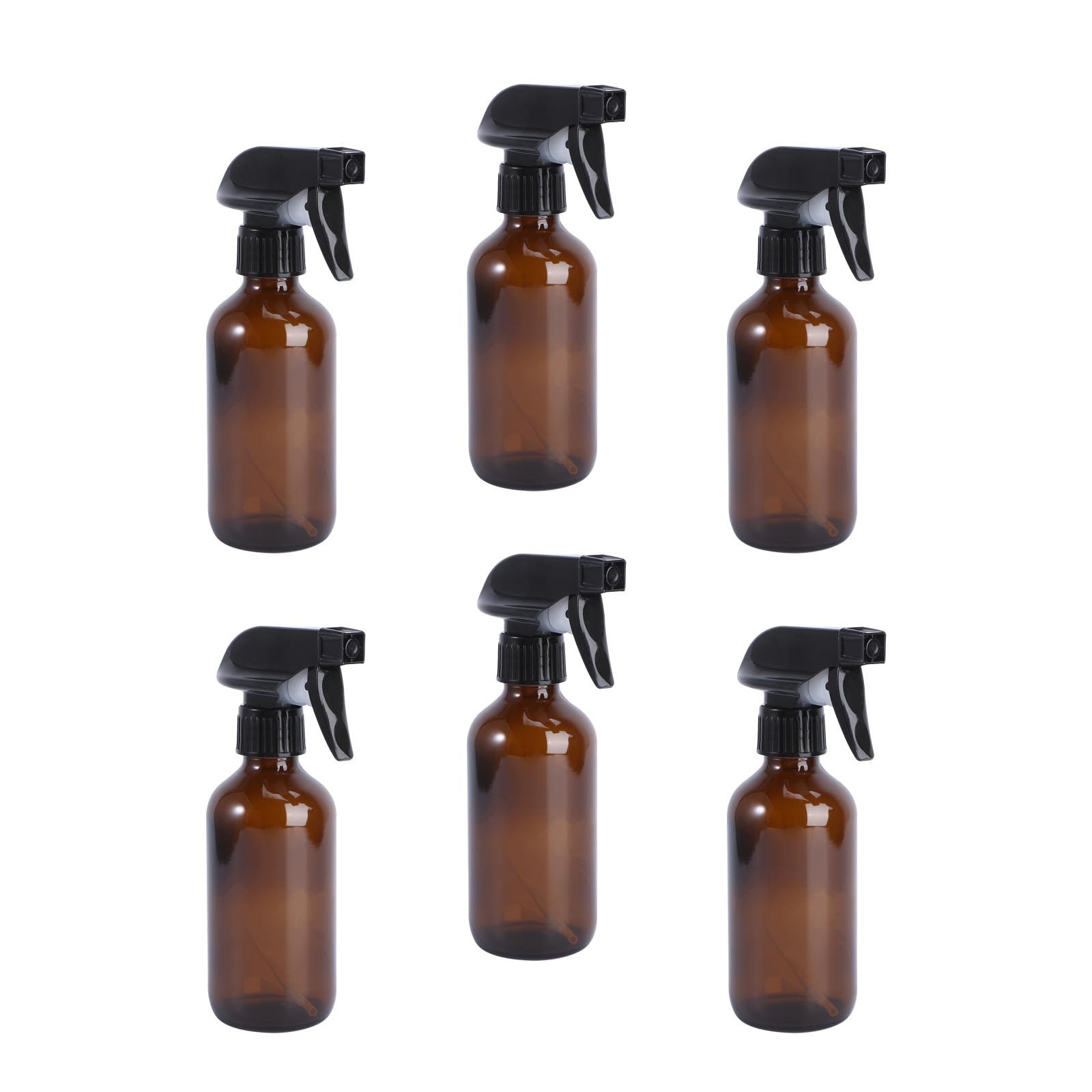 6 Piezas Pulverizador de Vidrio Botella Rellenable de 250ml, Marrón, de Vidrio, para Subenvasado de Líquidos y Riego de Plantas
