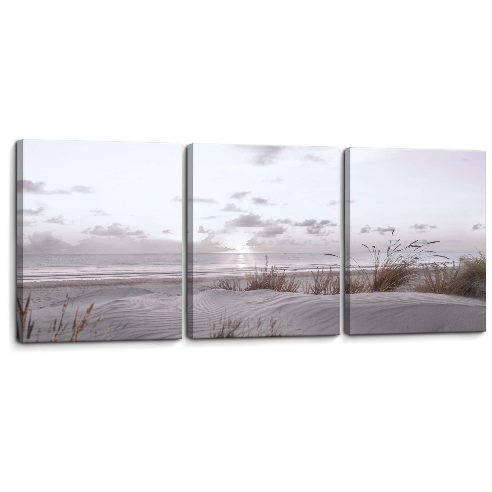 SOUGUAN Beach Decor Wall Art for Living Room 3 Panel Bathroom Decor Wall Art Beach Painting Beach Sea View Decorations Bedroom Office Corridor Pattern Home Decor 12x16 Inches