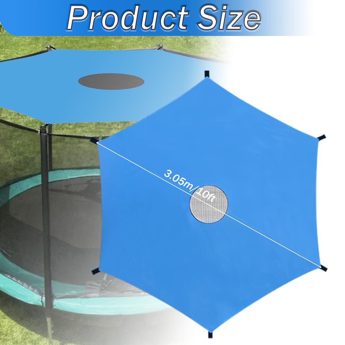 MQIAN Trampolin Sonnenschutz, Ø 183 244 305cm Trampolin Abdeckung, Trampolin Überdachung Abdeckung, Trampolin Zubehör UV-Beständige wasserdichte für 6-Stangen-Trampolin