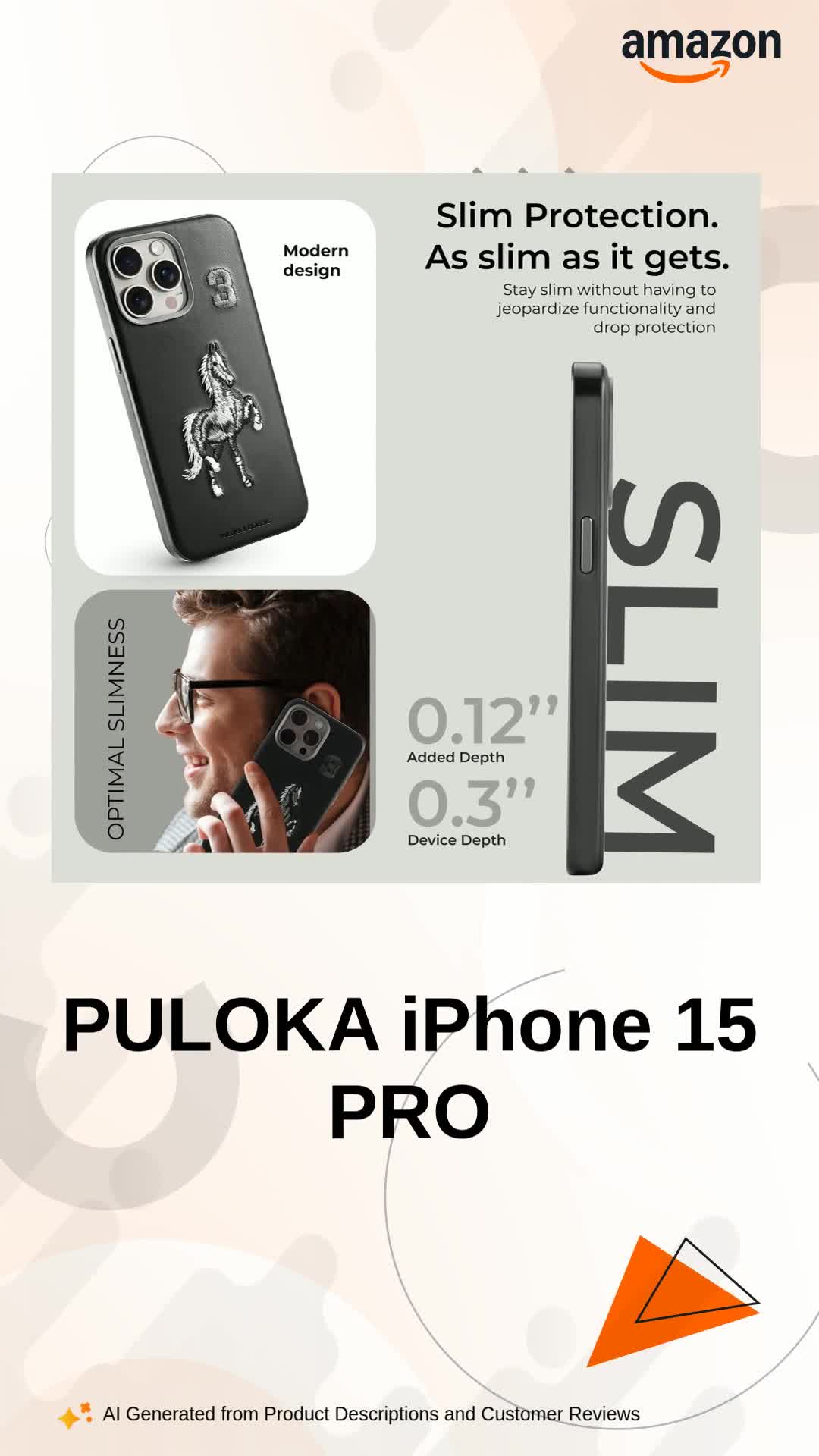 PULOKA - Mobile Cover for iPhone 15 PRO - Horse Embroidery - Sleek