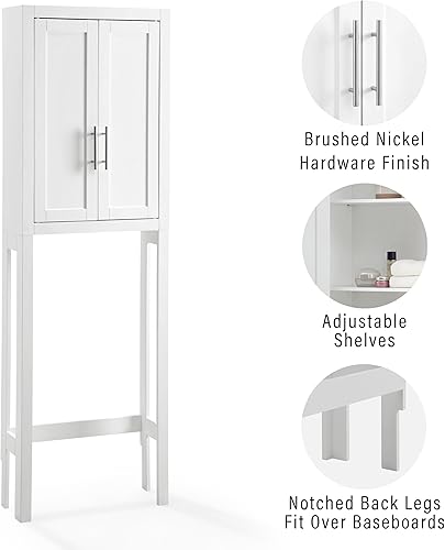 Miniatura 7 de Crosley Furniture Savannah - Armario de almacenamiento para inodoro y organizador de baño con estantes, color blanco