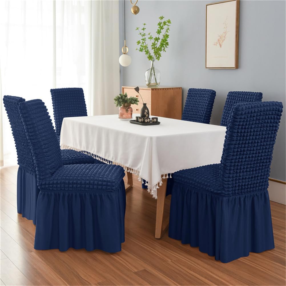 Dining Chairs Covers Parson Chair Slipcovers Protector Removable Dining Room Chair Cover for Home Ceremony Banquet Wedding Hotel,Blue,4PCS